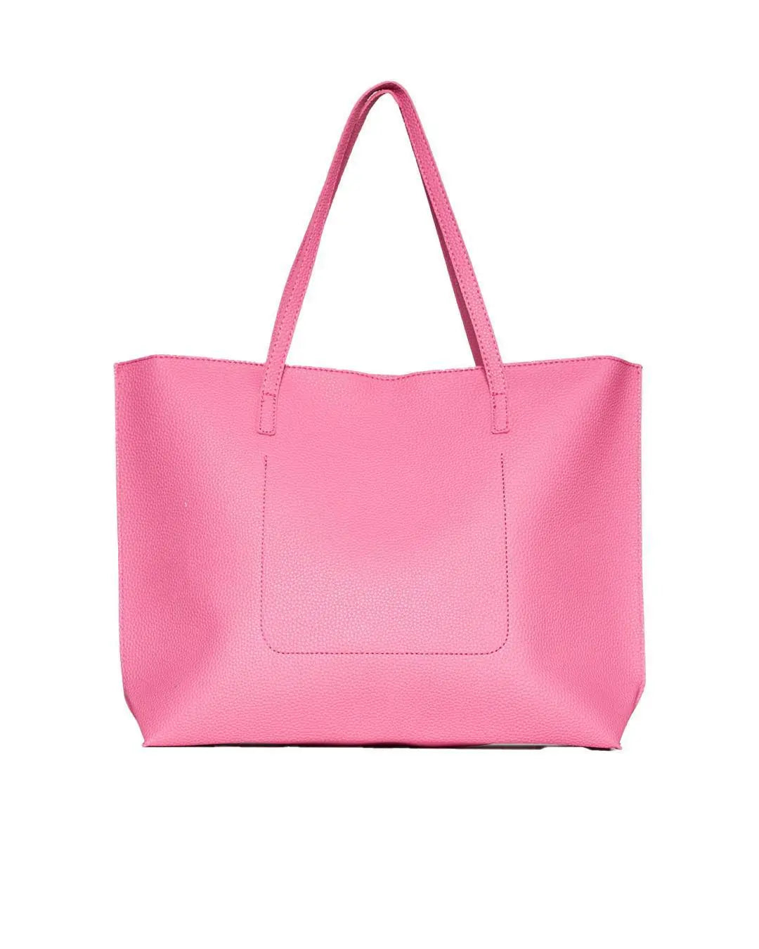 Borsa shopper large in ecopelle a grana con logo sul davanti SHOCKING PINK DORABELLA EASY