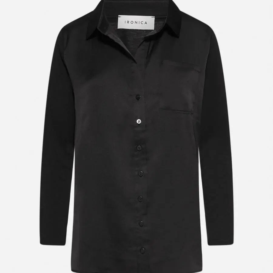 CAMICIA IN RASO NERO IRONICA