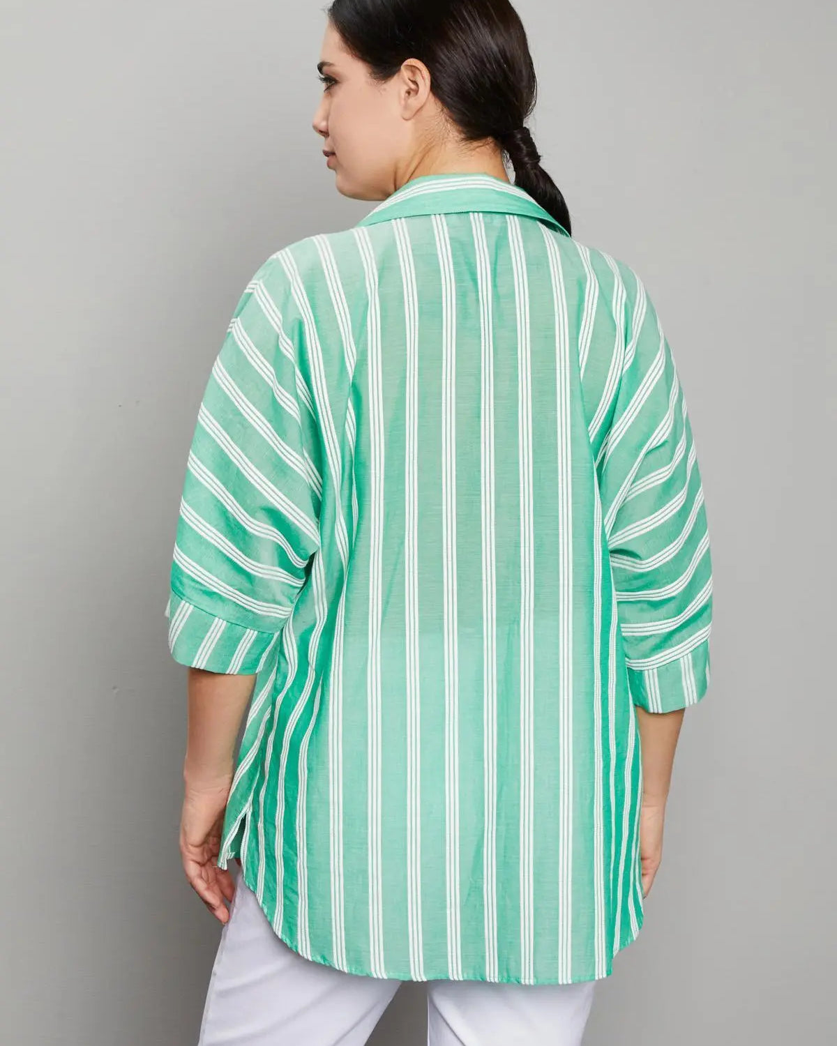 CAMICIA RIGATA VERDE DORABELLA PIU'