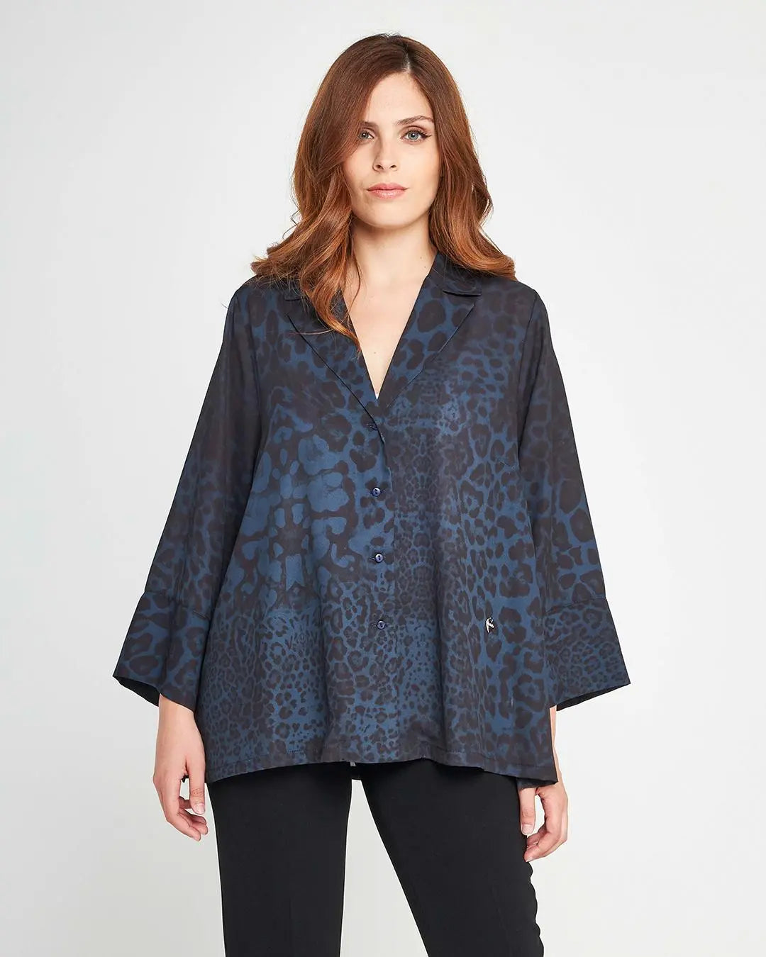 Camicia animalier Blu DORABELLA XXL