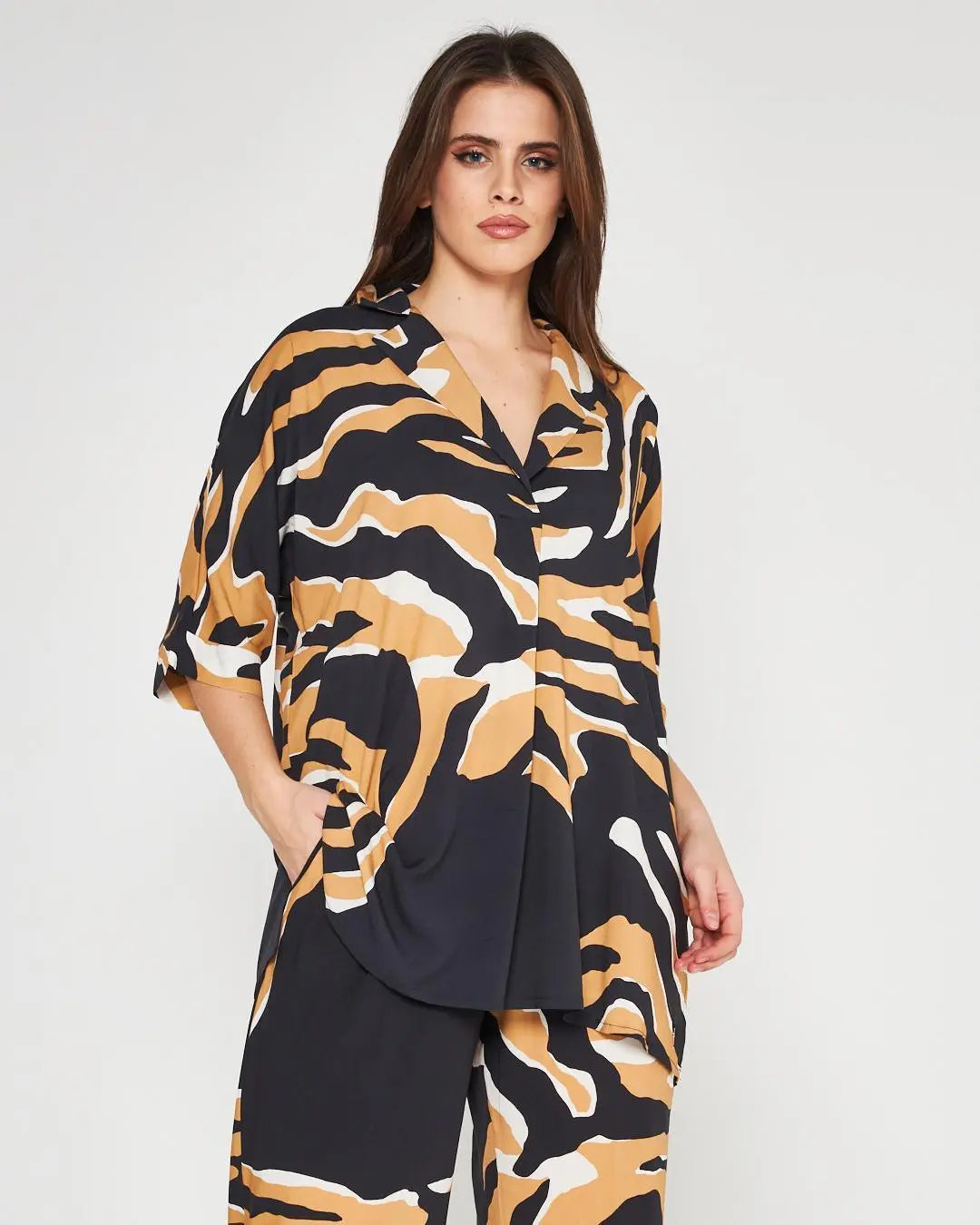 Camicia animalier NERO DORABELLA PIU'