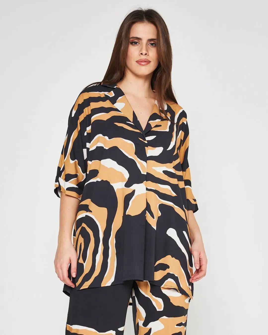 Camicia animalier NERO DORABELLA PIU'