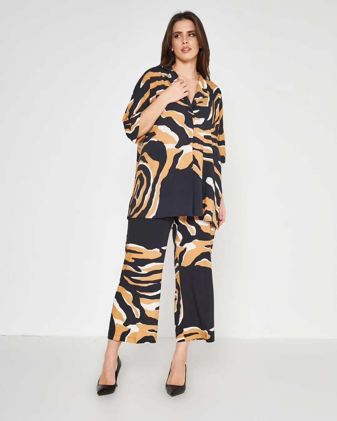 Camicia animalier NERO DORABELLA PIU'