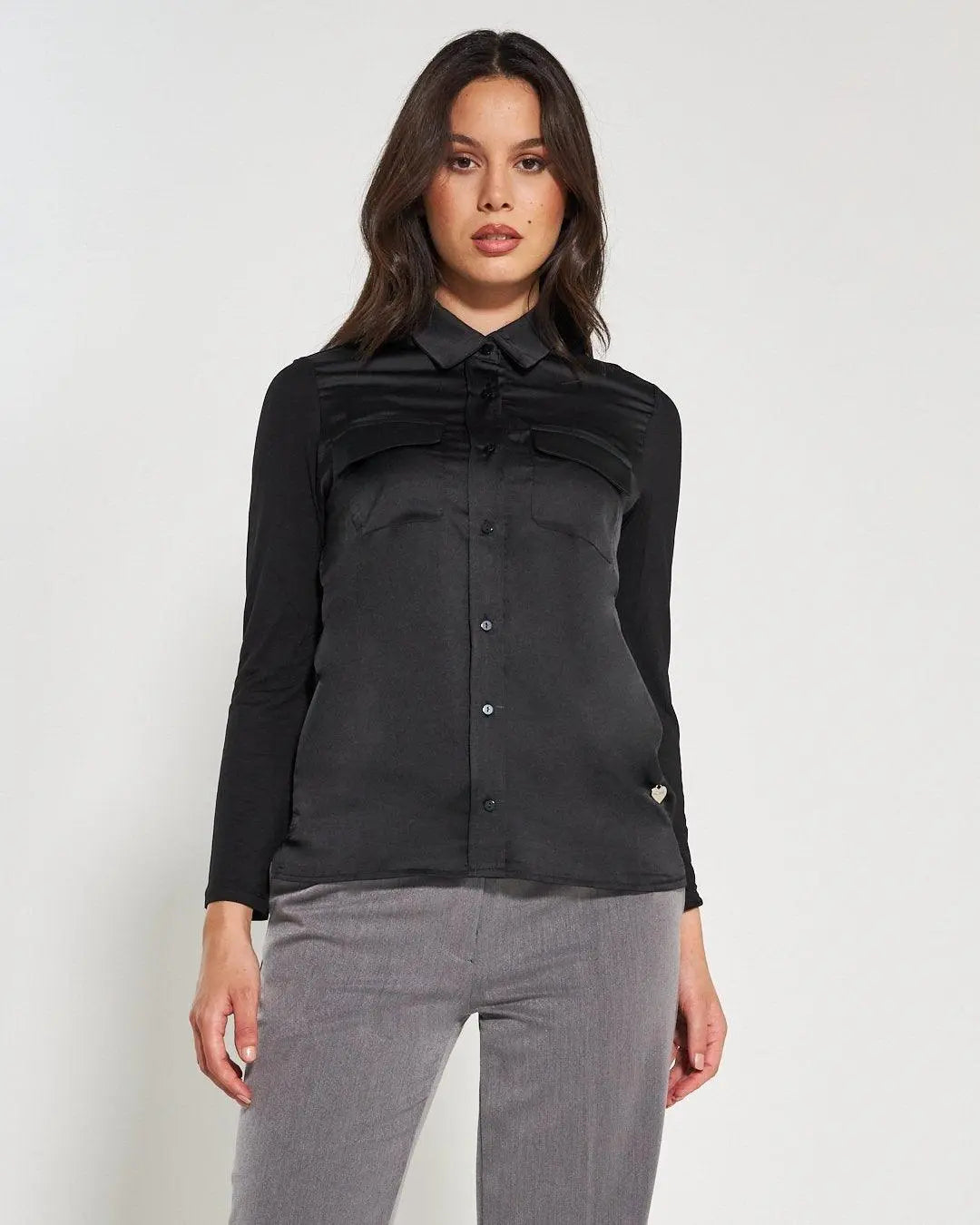 Camicia bi-materiale BLACK DORABELLA XL