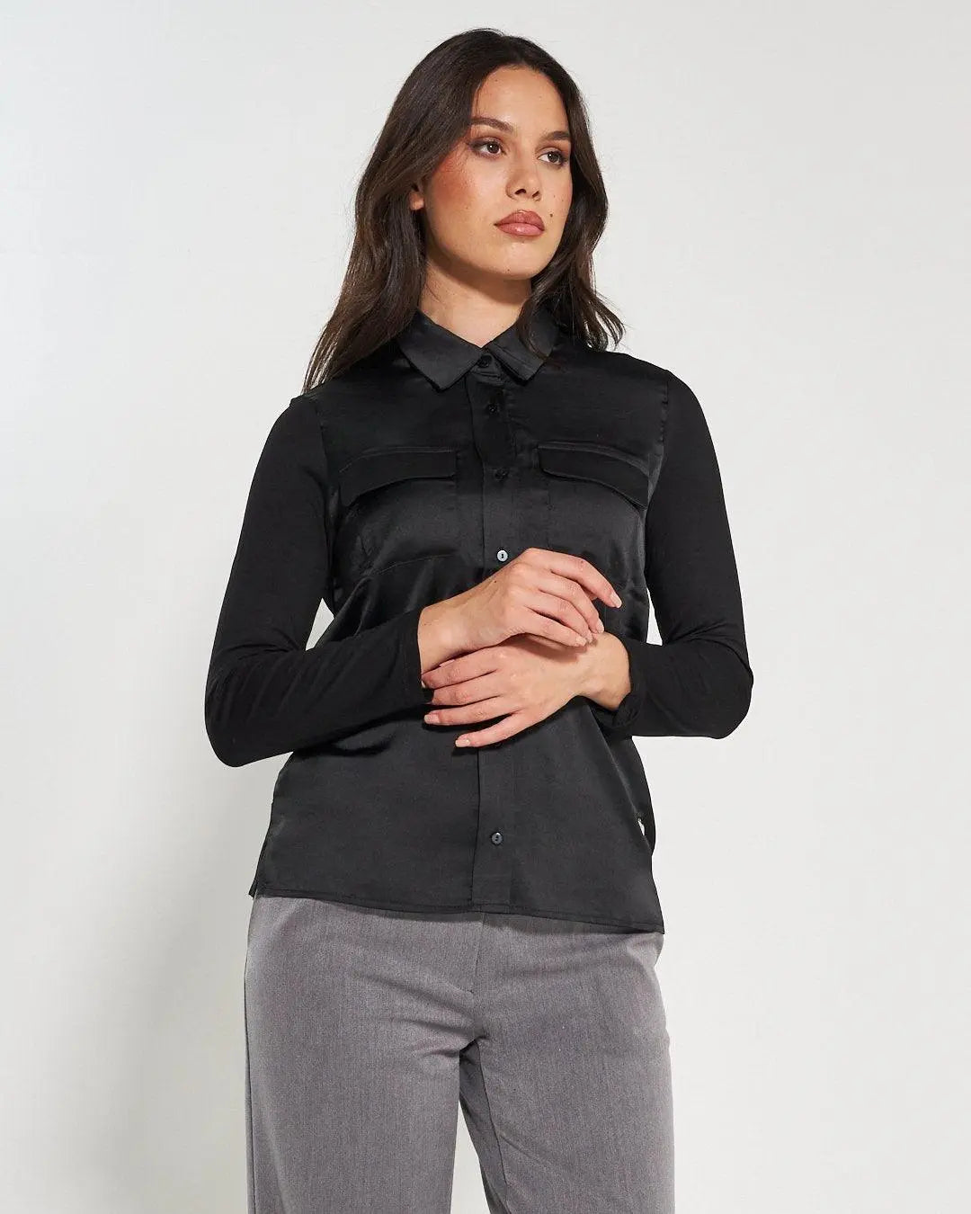 Camicia bi-materiale BLACK DORABELLA