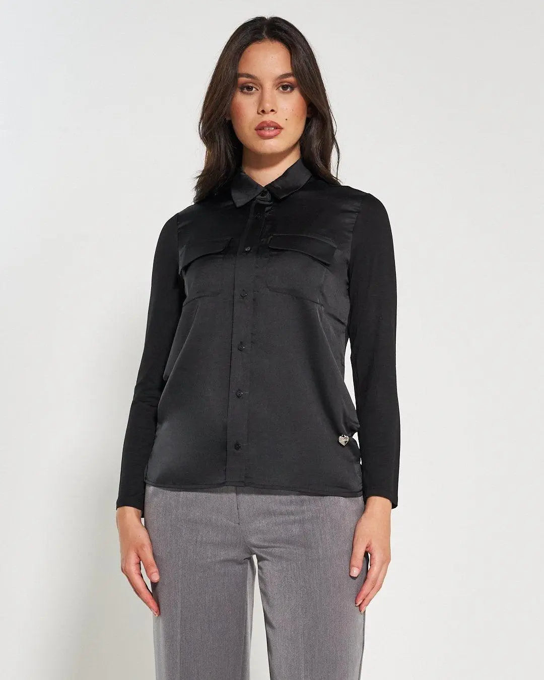Camicia bi-materiale BLACK DORABELLA