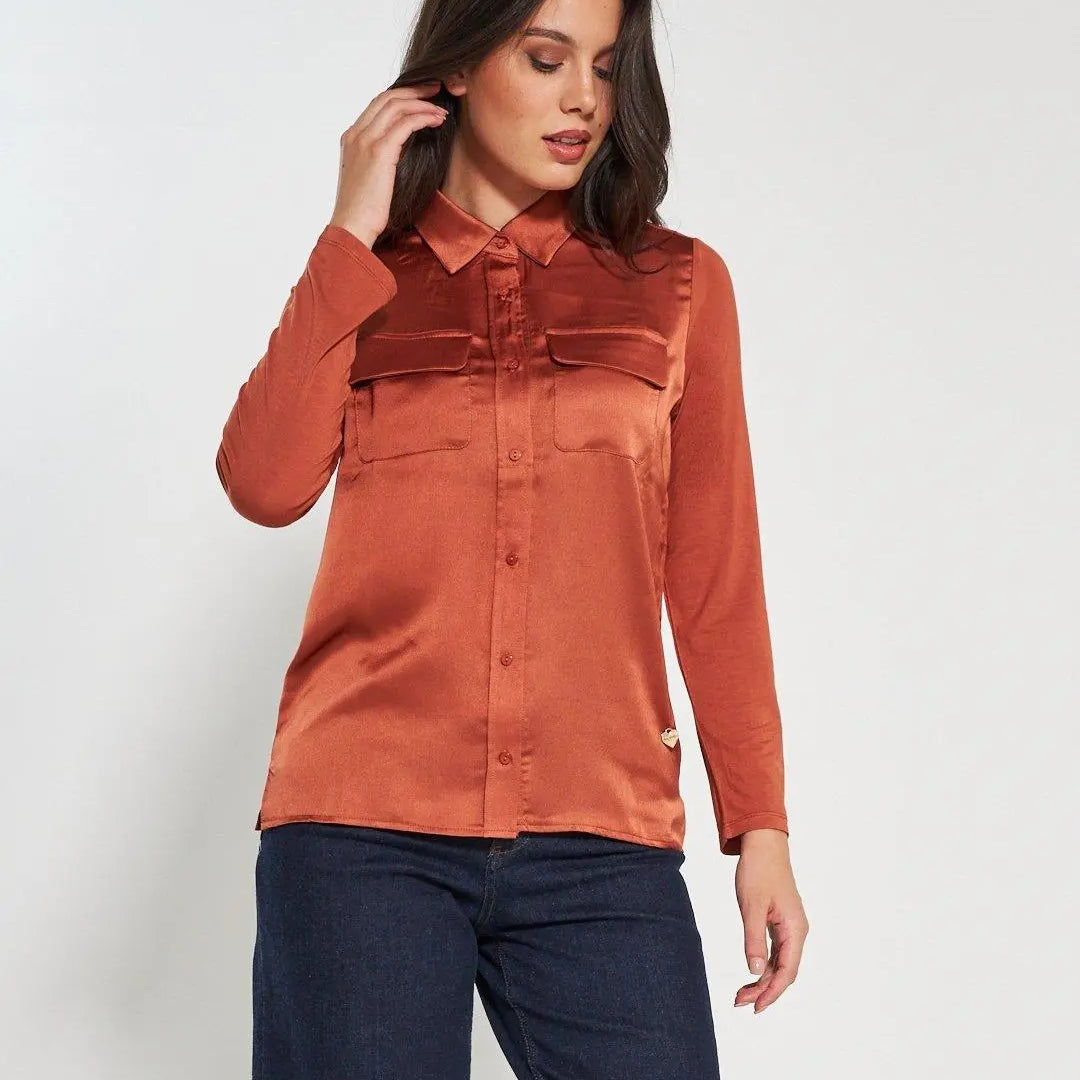 Camicia bi-materiale CANNELLA DORABELLA XL