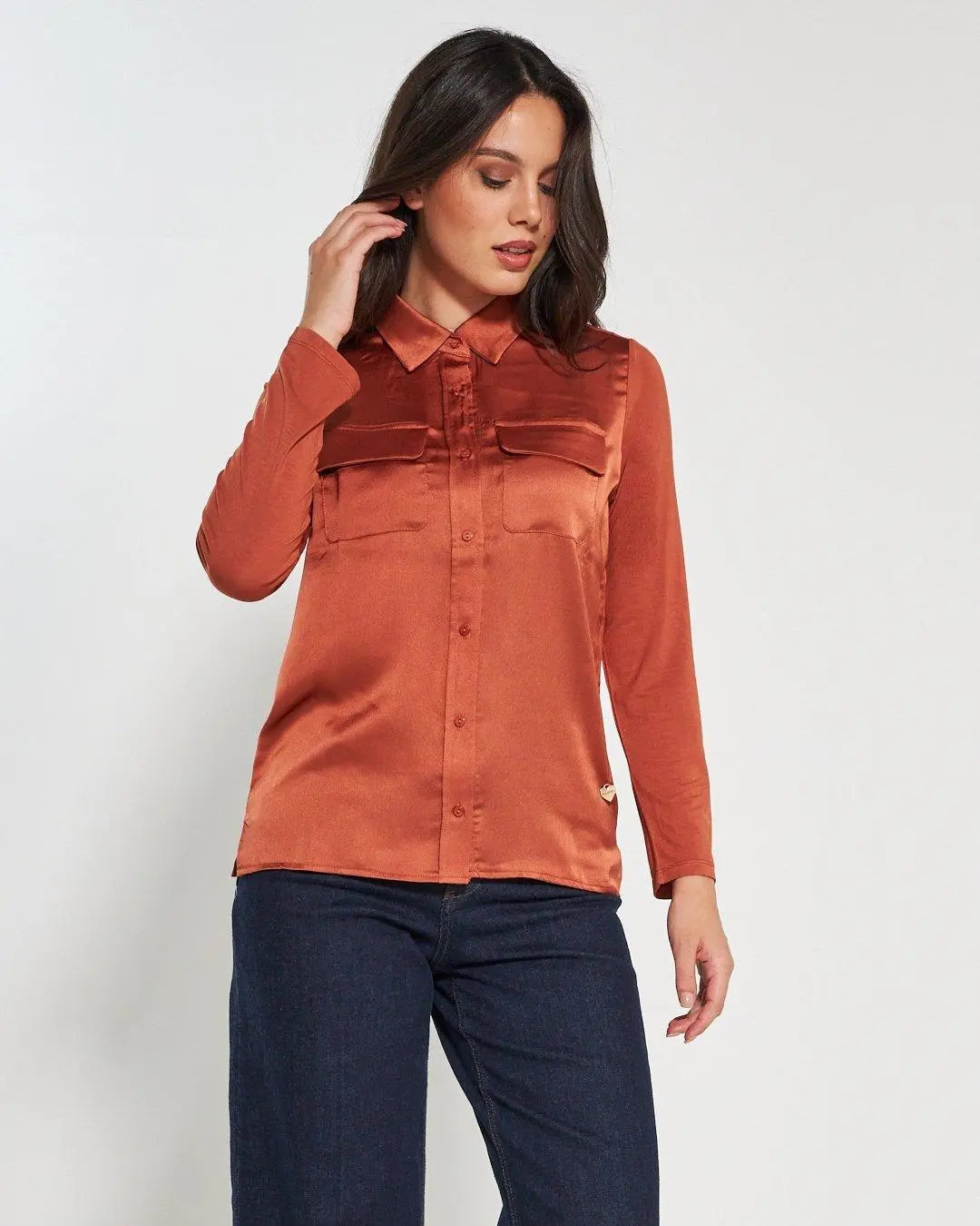 Camicia bi-materiale CANNELLA DORABELLA XL