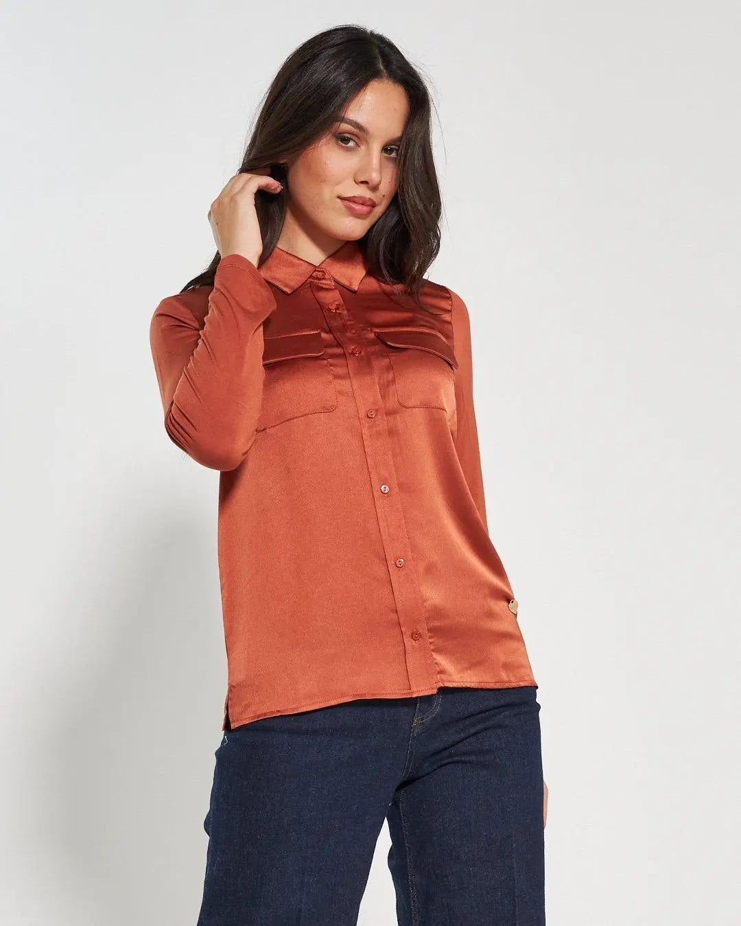 Camicia bi-materiale CANNELLA DORABELLA