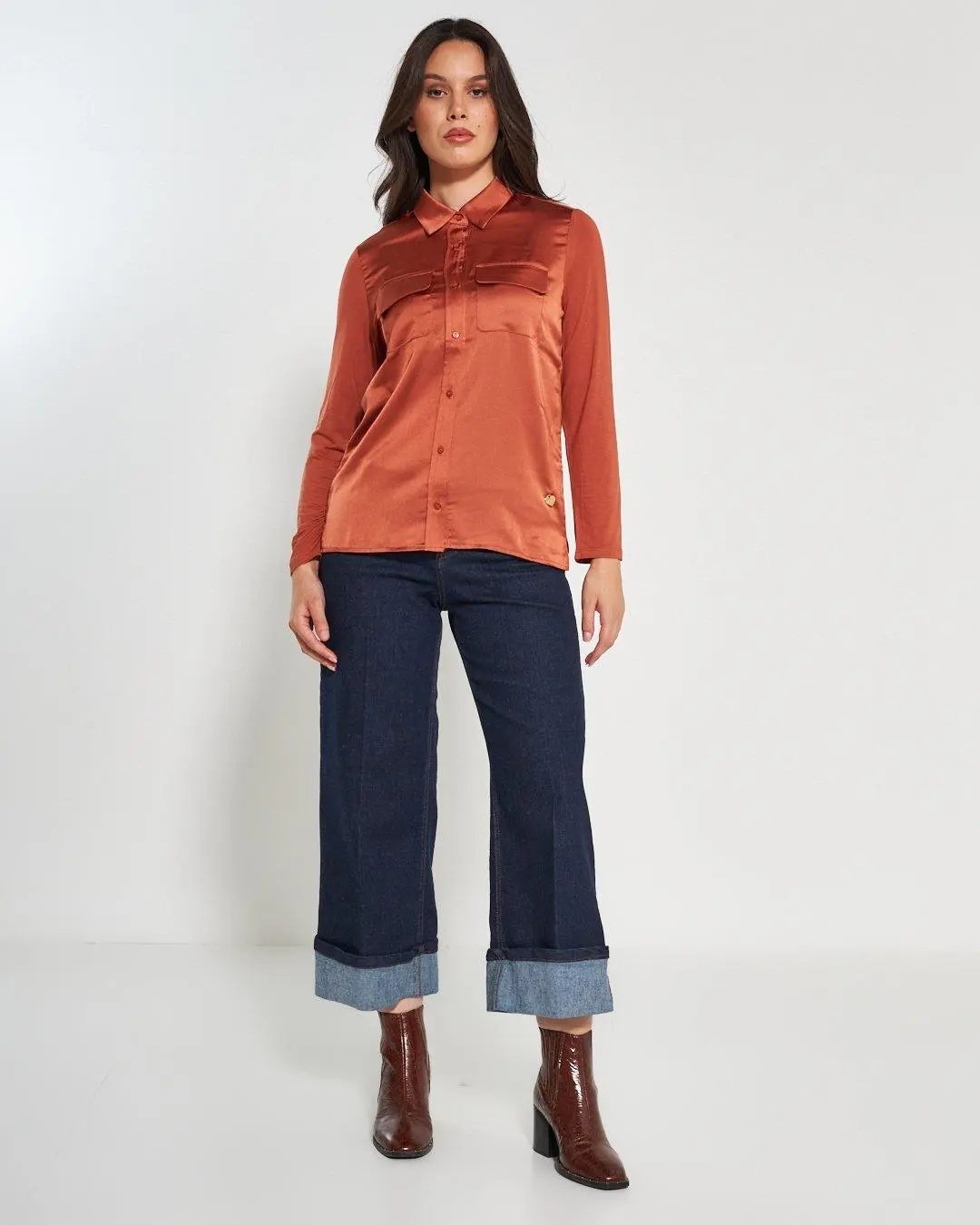 Camicia bi-materiale CANNELLA DORABELLA