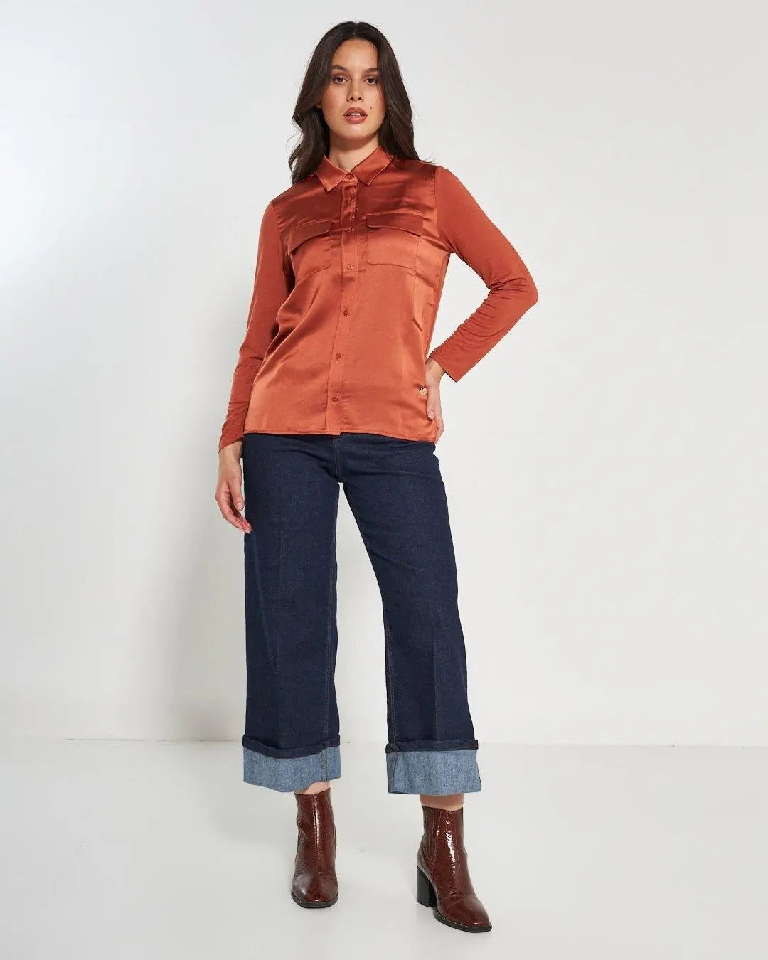 Camicia bi-materiale CANNELLA DORABELLA