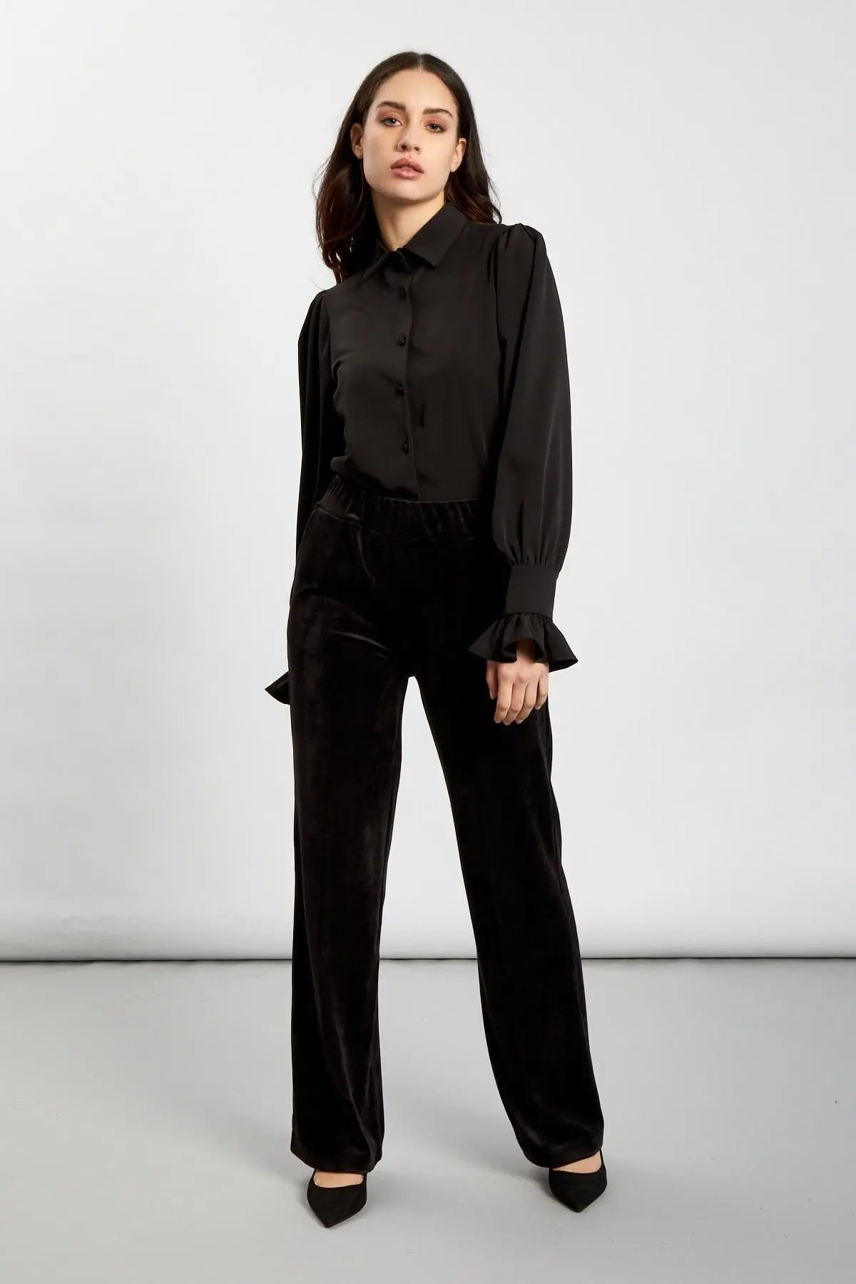 Camicia colletto piatto NERO IRONICA