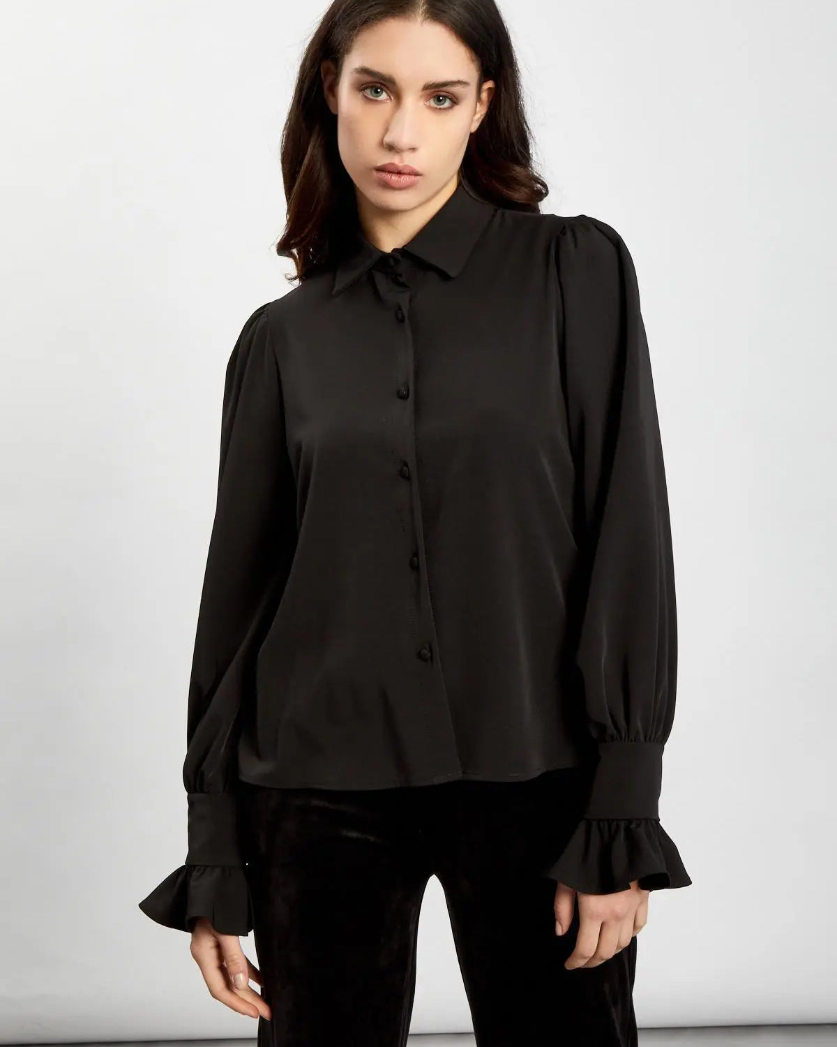 Camicia colletto piatto NERO IRONICA