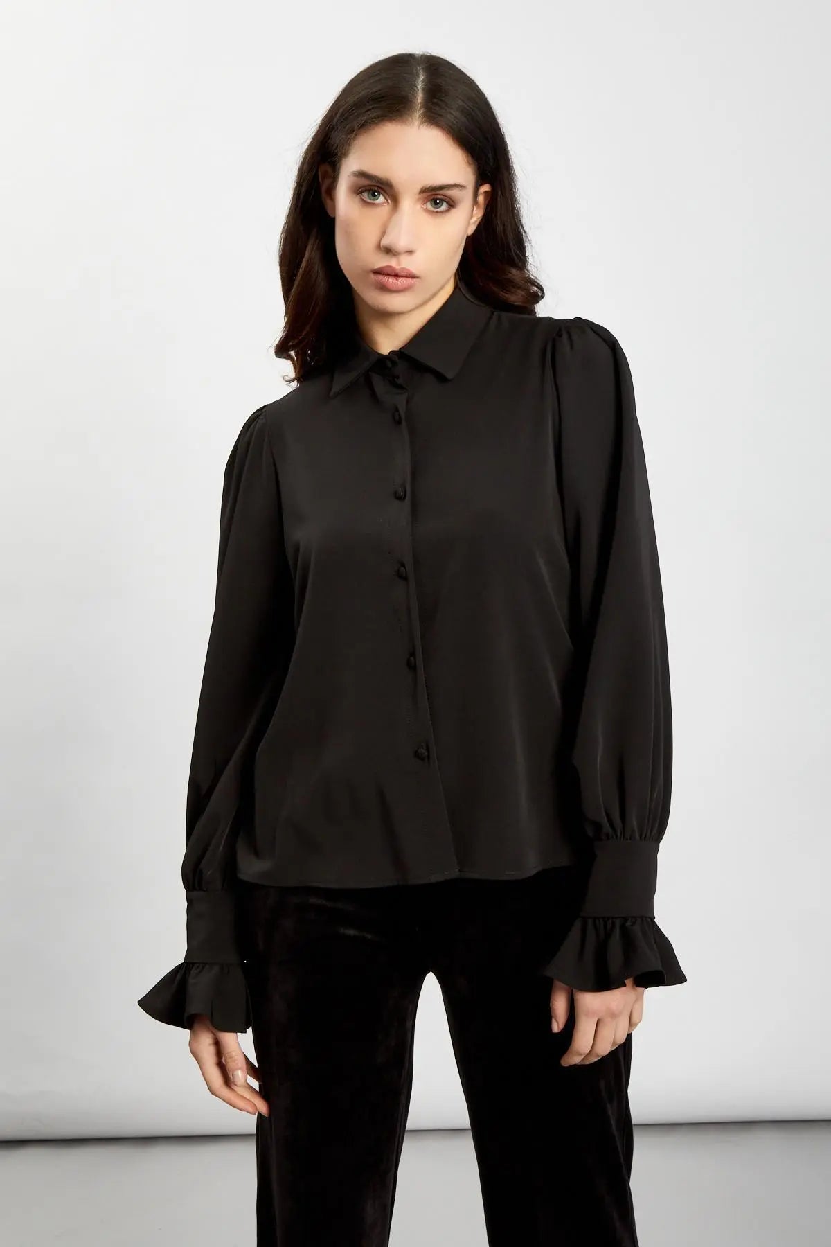 Camicia colletto piatto NERO IRONICA