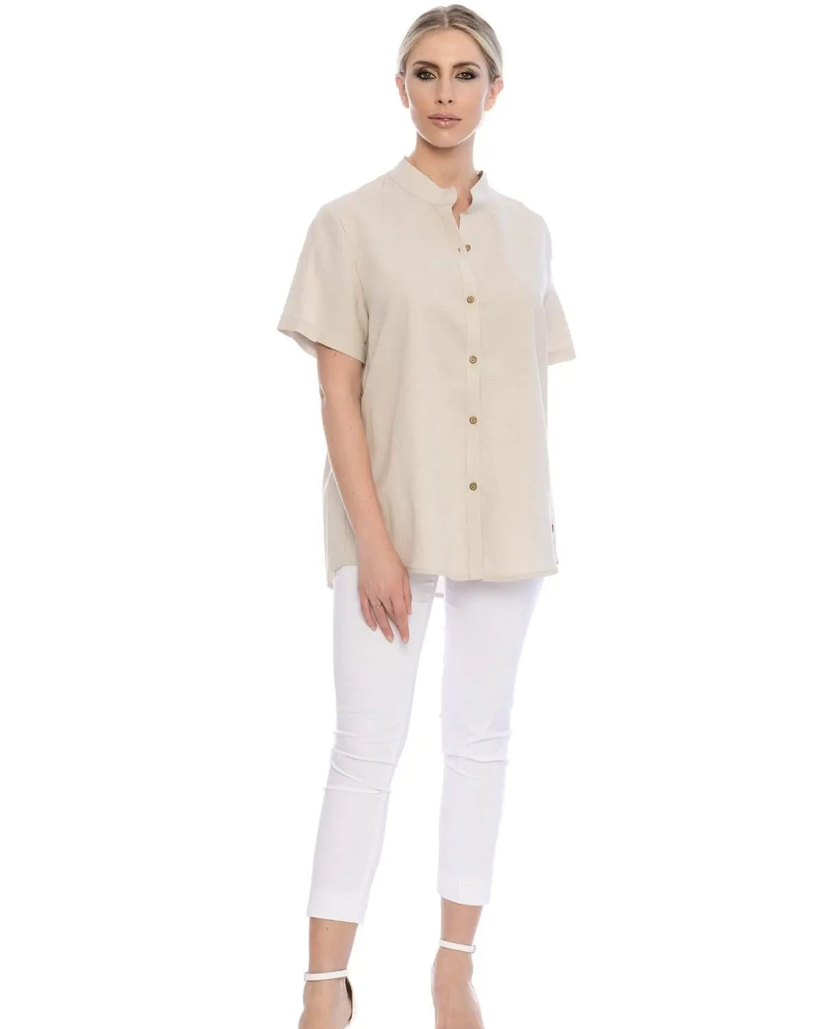 Camicia collo coreana NATURALE DORABELLA