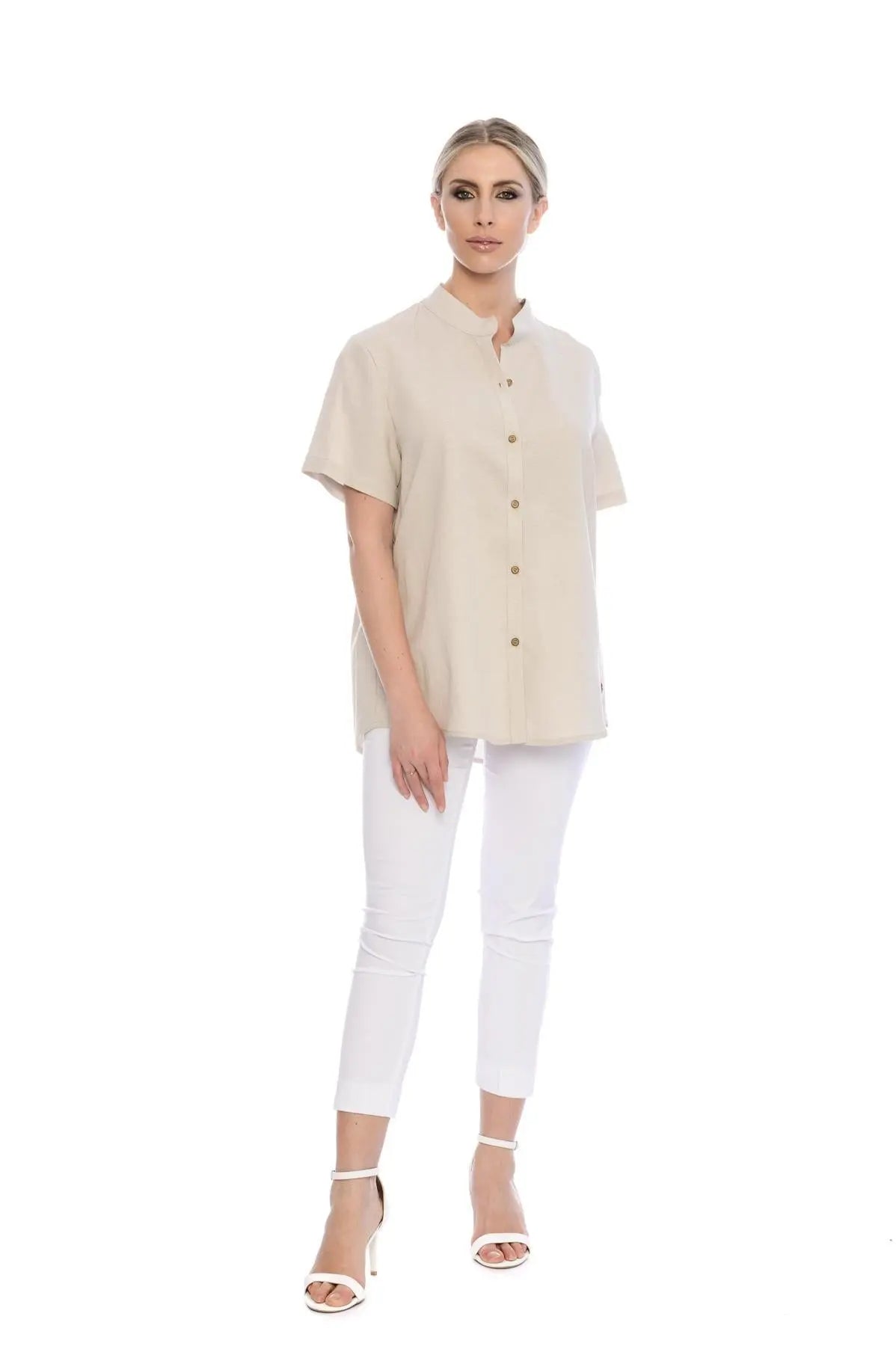 Camicia collo coreana NATURALE DORABELLA