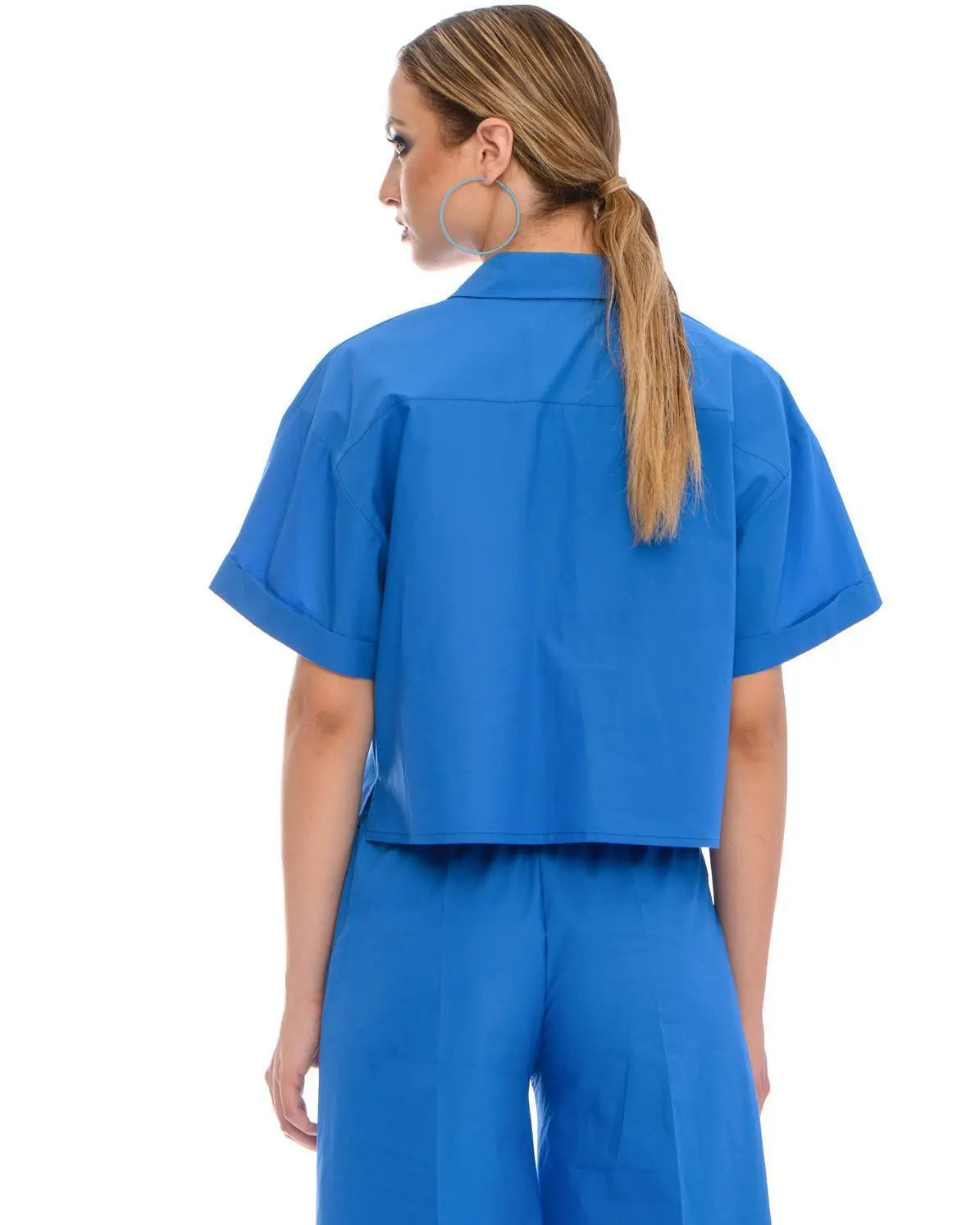 Camicia crop ROYAL BLUE IRONICA