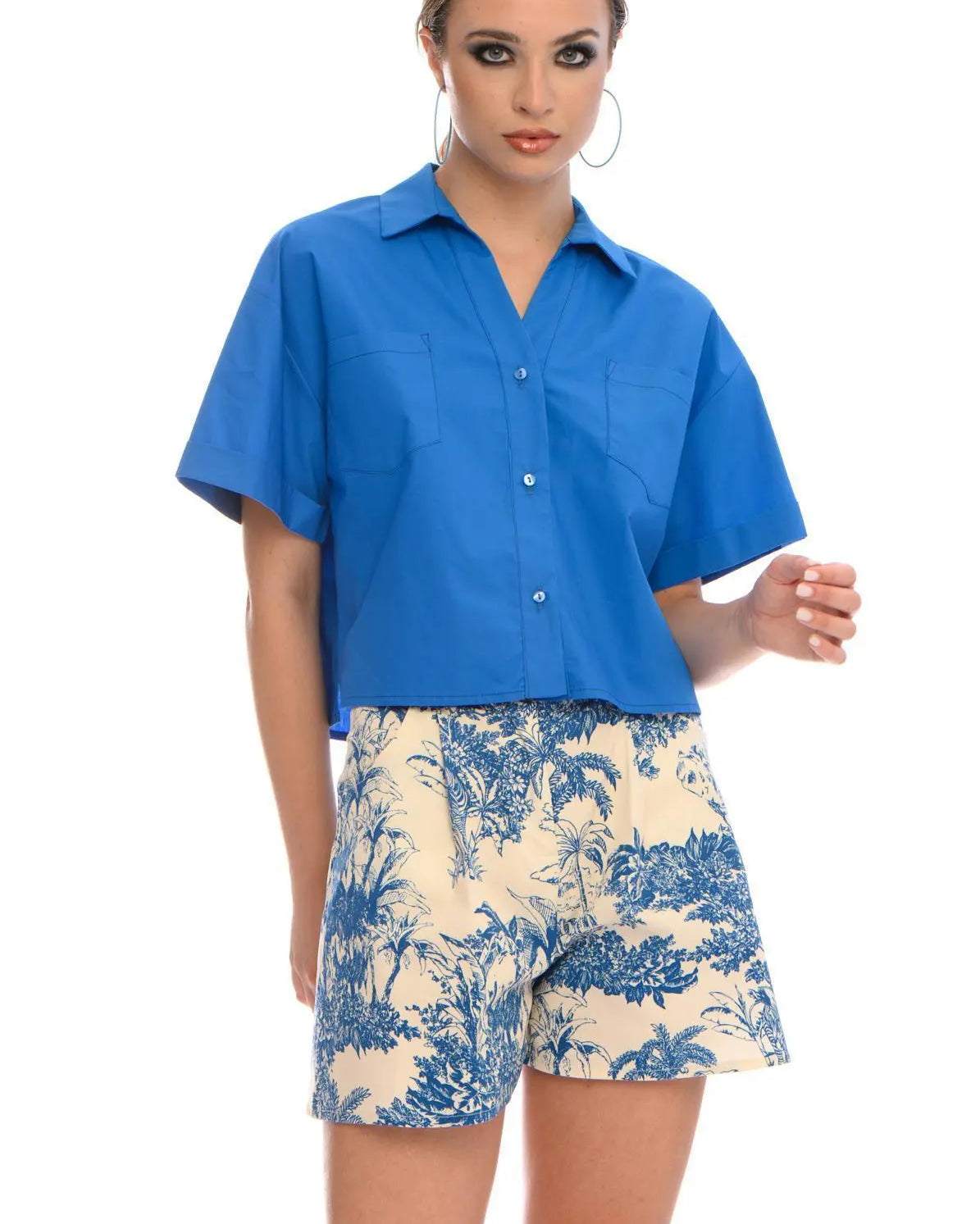 Camicia crop ROYAL BLUE IRONICA