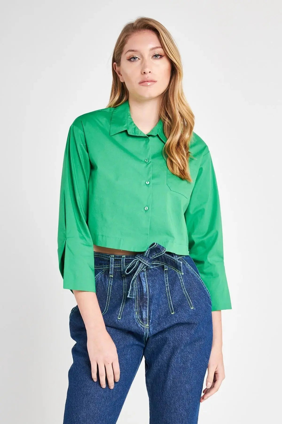 Camicia crop VERDE BANDIERA IRONICA