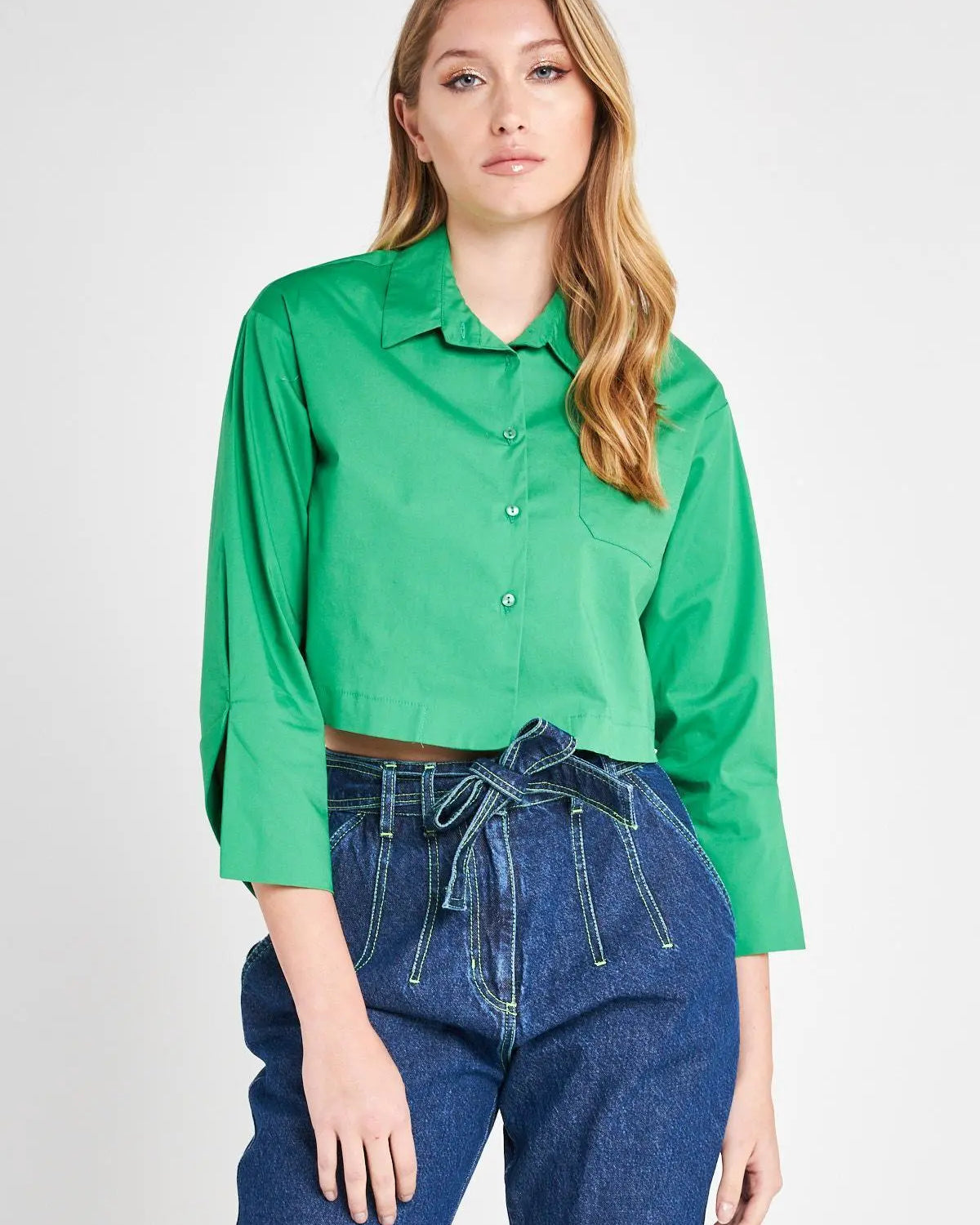 Camicia crop VERDE BANDIERA IRONICA