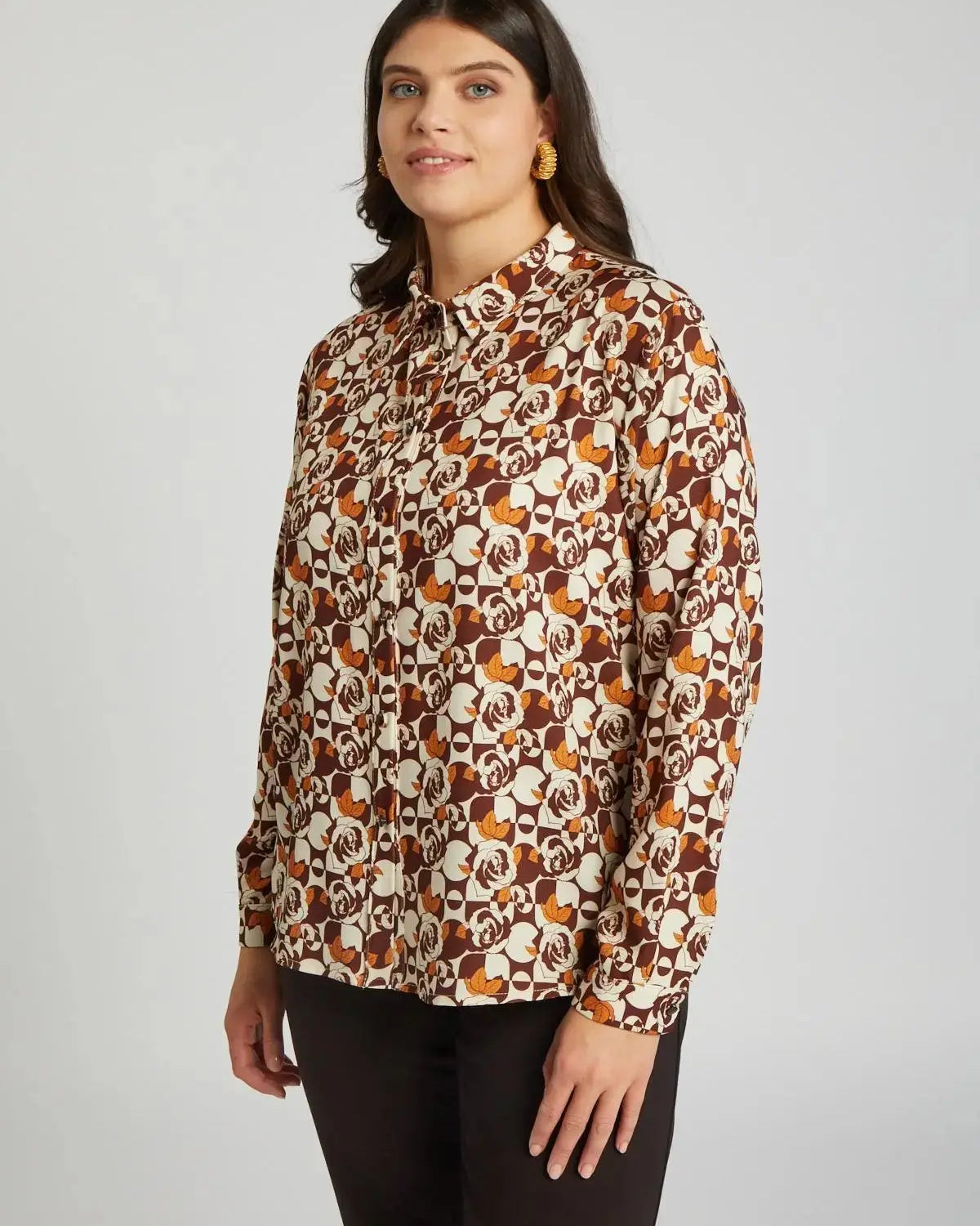 Camicia fantasia CIOCCOLATO DORABELLA PIU'