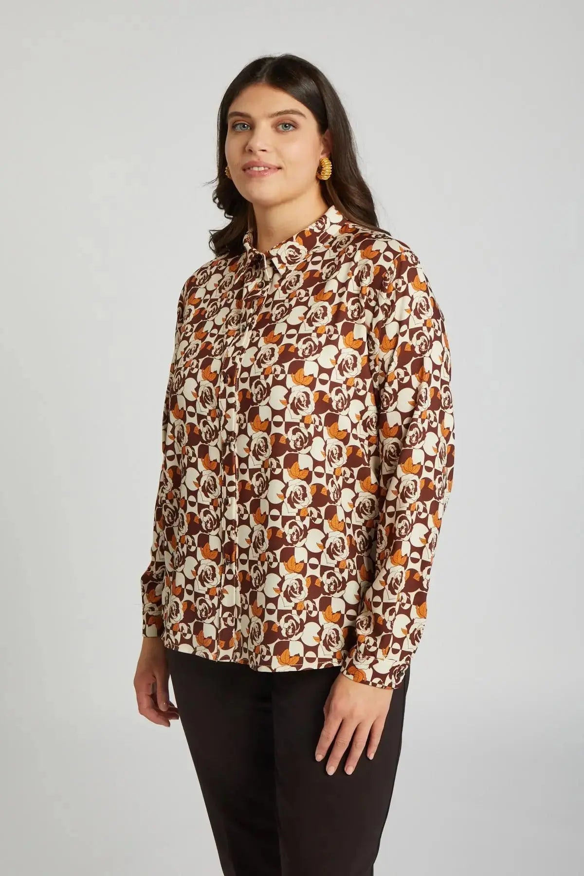 Camicia fantasia CIOCCOLATO DORABELLA PIU'