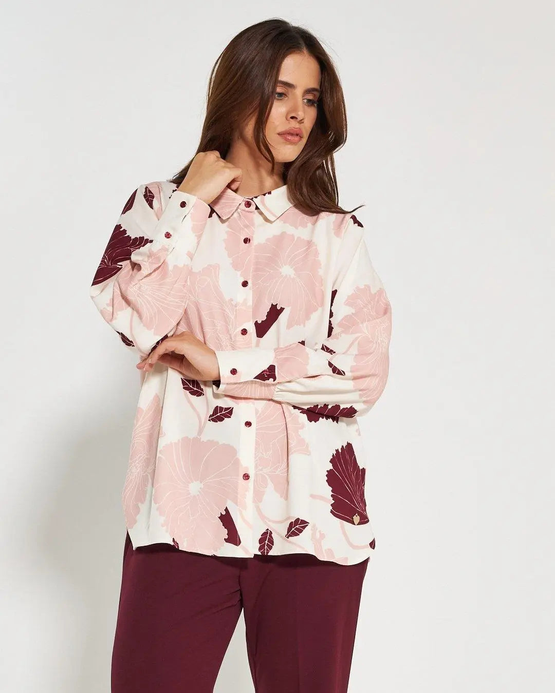 Camicia fantasia floreale SALE ROSA DORABELLA PIU'