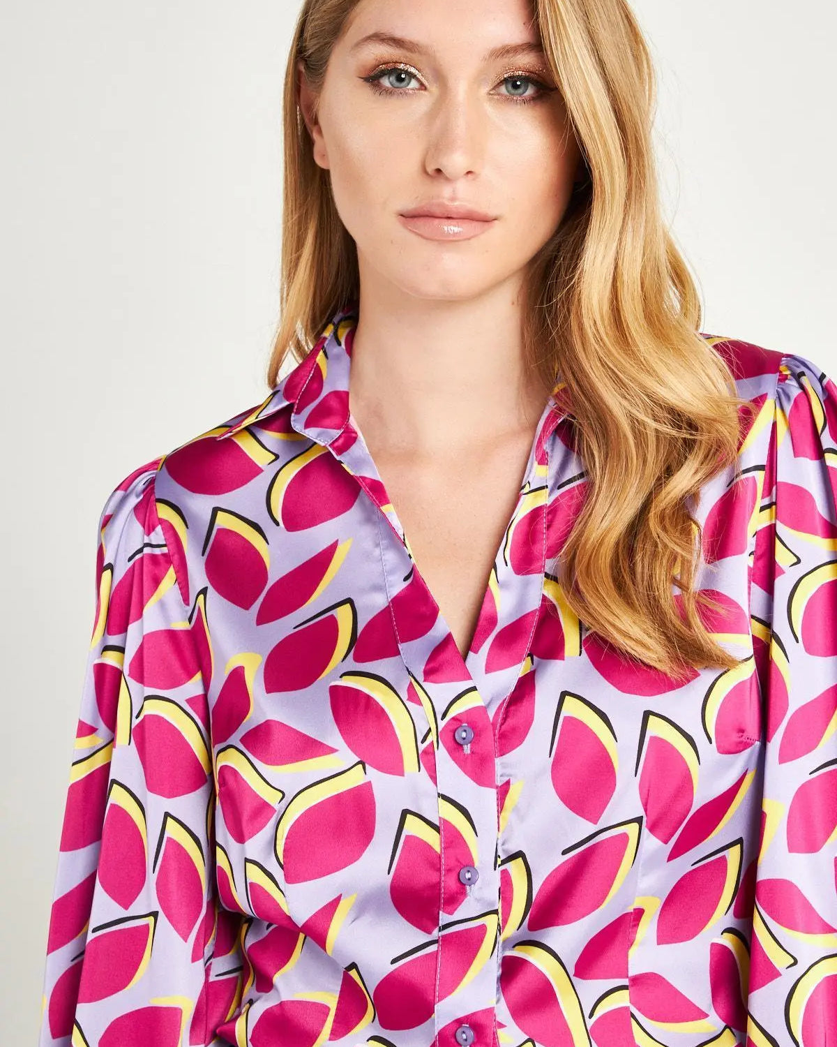 Camicia fantasia foglie LILLA IRONICA