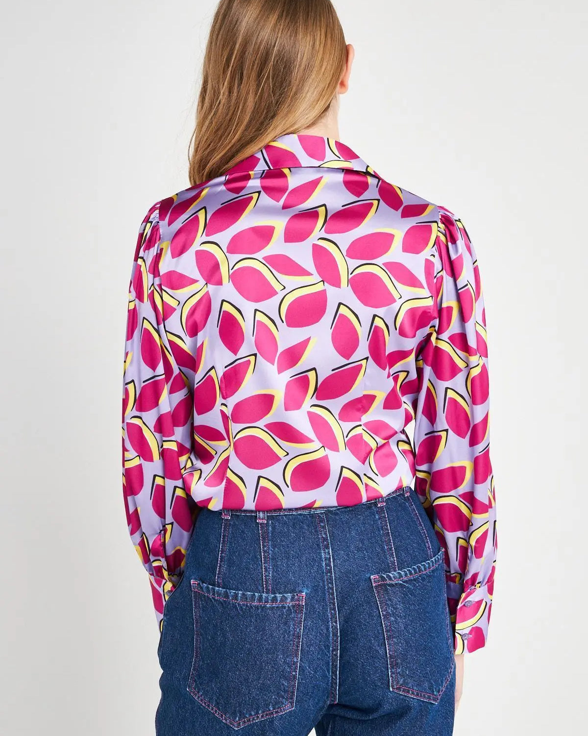 Camicia fantasia foglie LILLA IRONICA