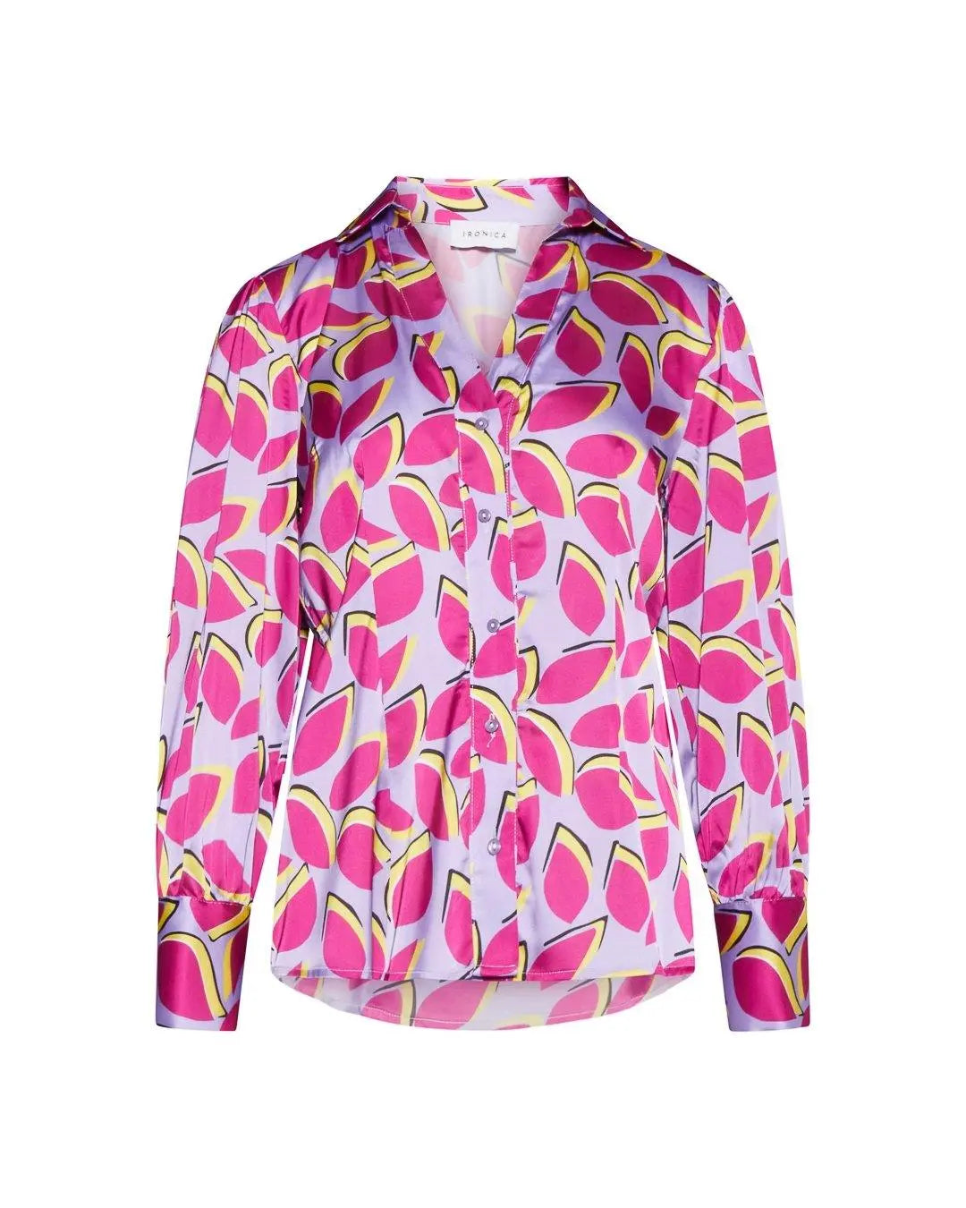 Camicia fantasia foglie LILLA IRONICA