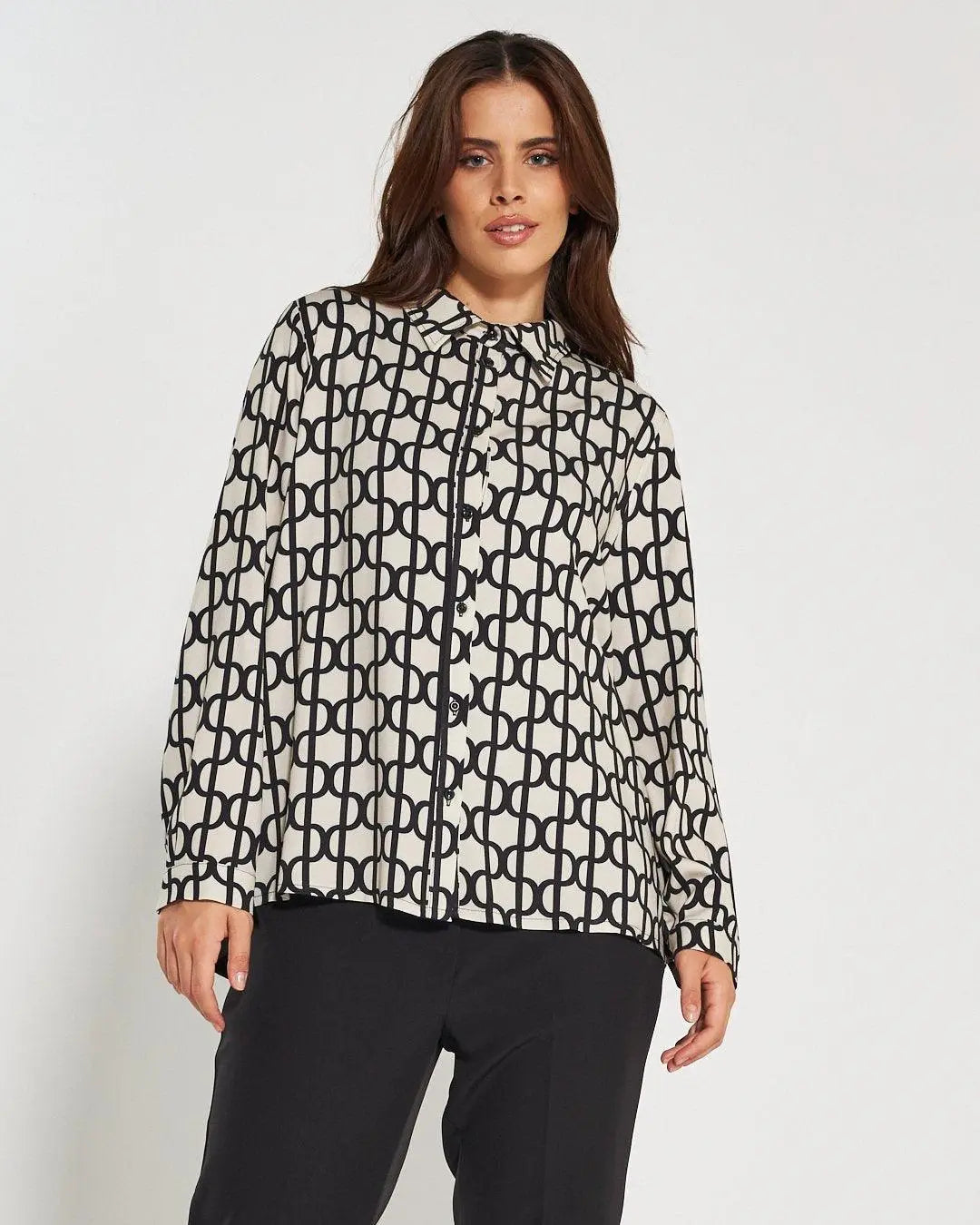 Camicia fantasia geometrica BIANCO DORABELLA PIU' 49