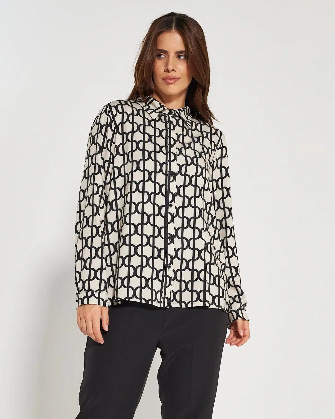 Camicia fantasia geometrica BIANCO DORABELLA PIU'