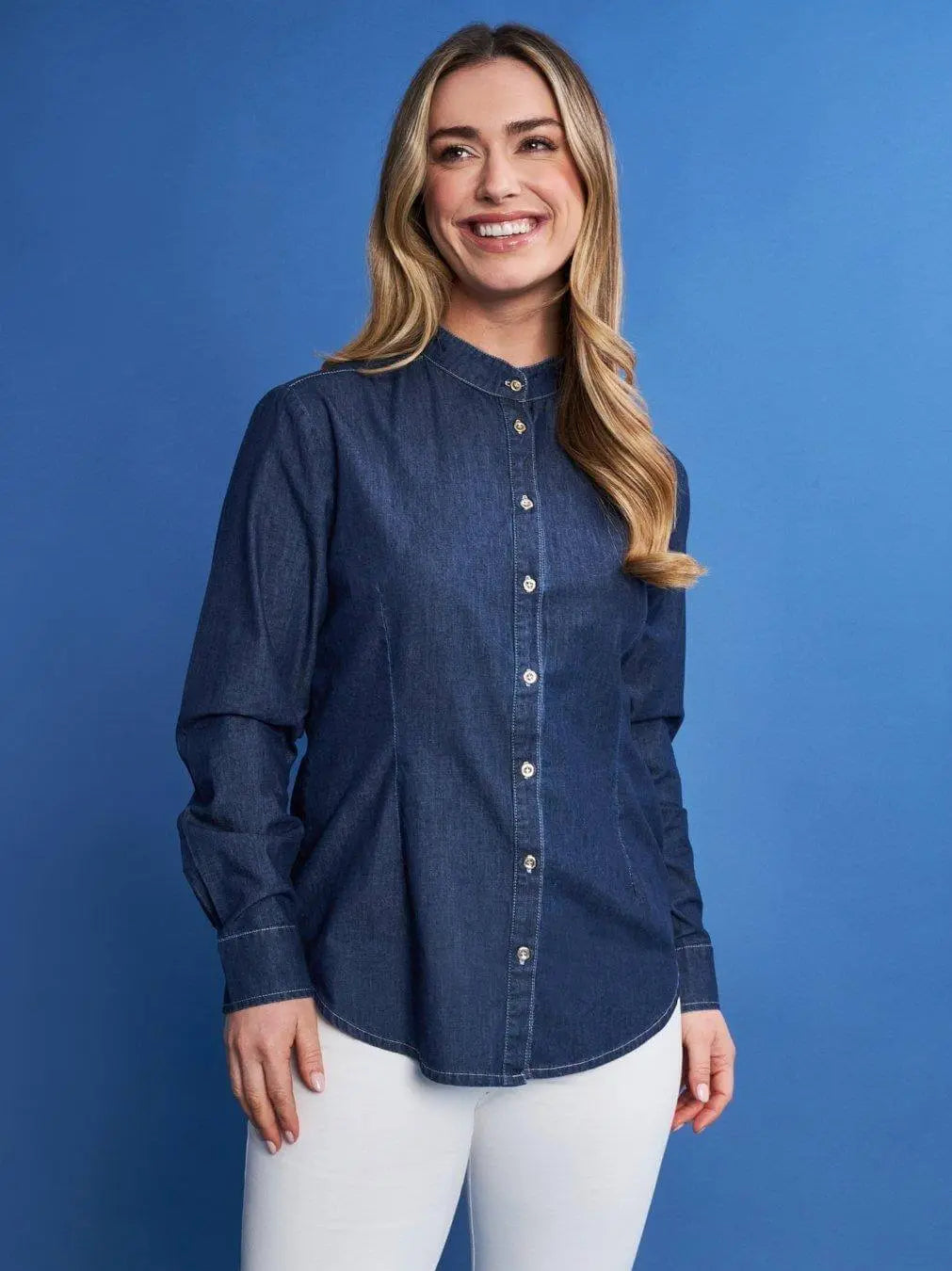 Camicia in chambray di cotone con colletto alla coreana DENIM DORABELLA XXL