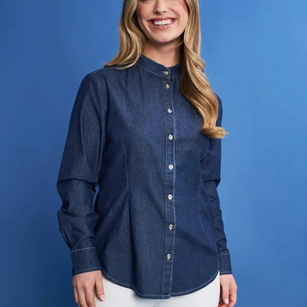 Camicia in chambray di cotone con colletto alla coreana DENIM DORABELLA XXL