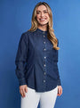 Camicia in chambray di cotone con colletto alla coreana DENIM DORABELLA XXL