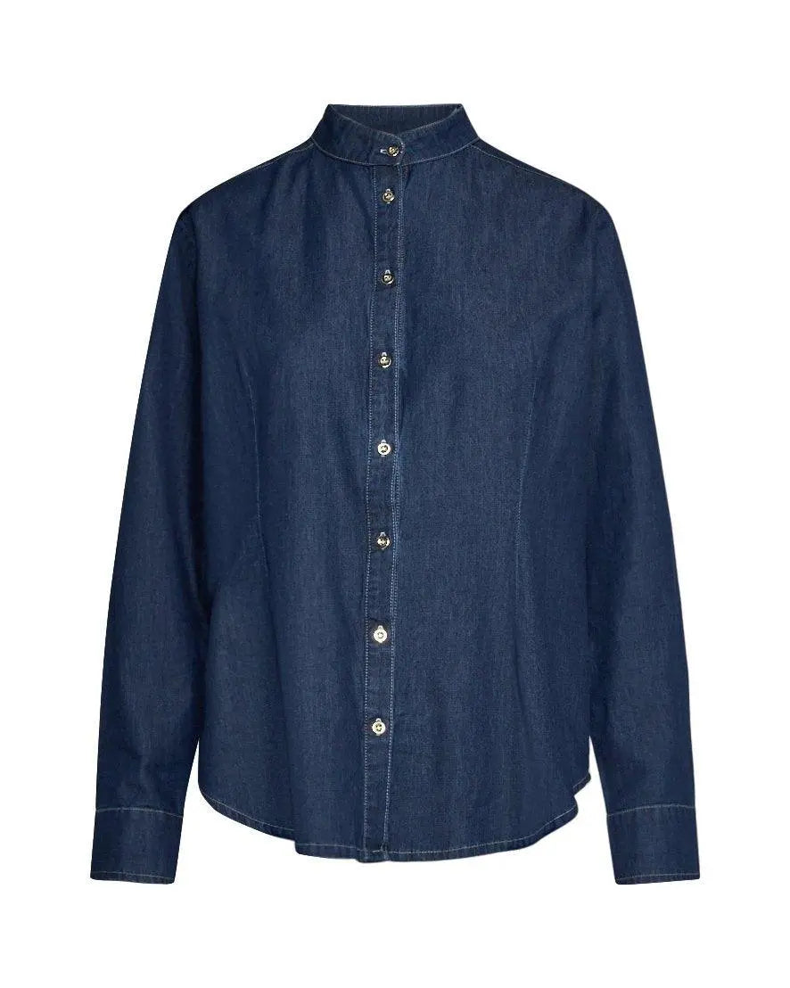 Camicia in chambray di cotone con colletto alla coreana DENIM DORABELLA