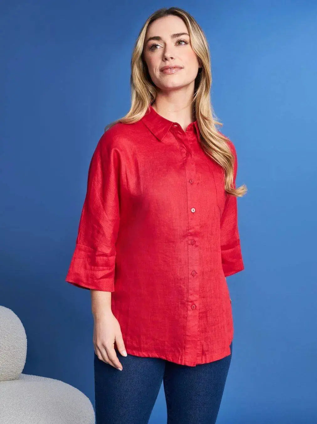 Camicia in lino tinta unita con retro in jersey RED DORABELLA XL