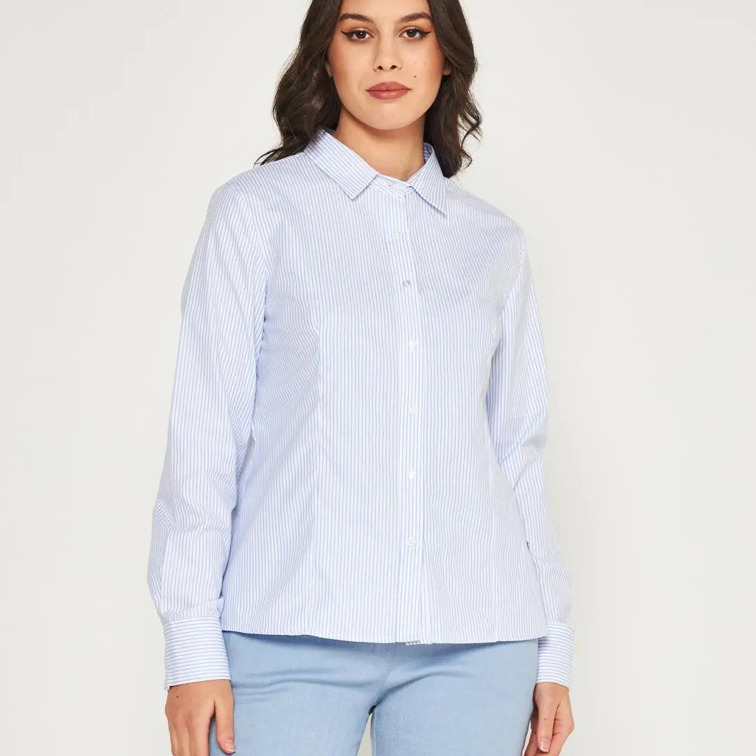 Camicia rigata CELESTE-BIANCO DORABELLA XXL