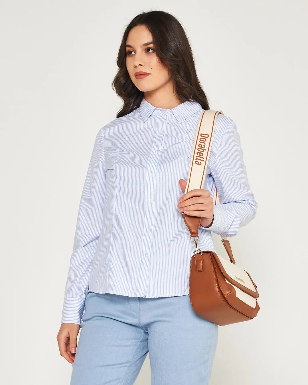 Camicia rigata CELESTE-BIANCO DORABELLA