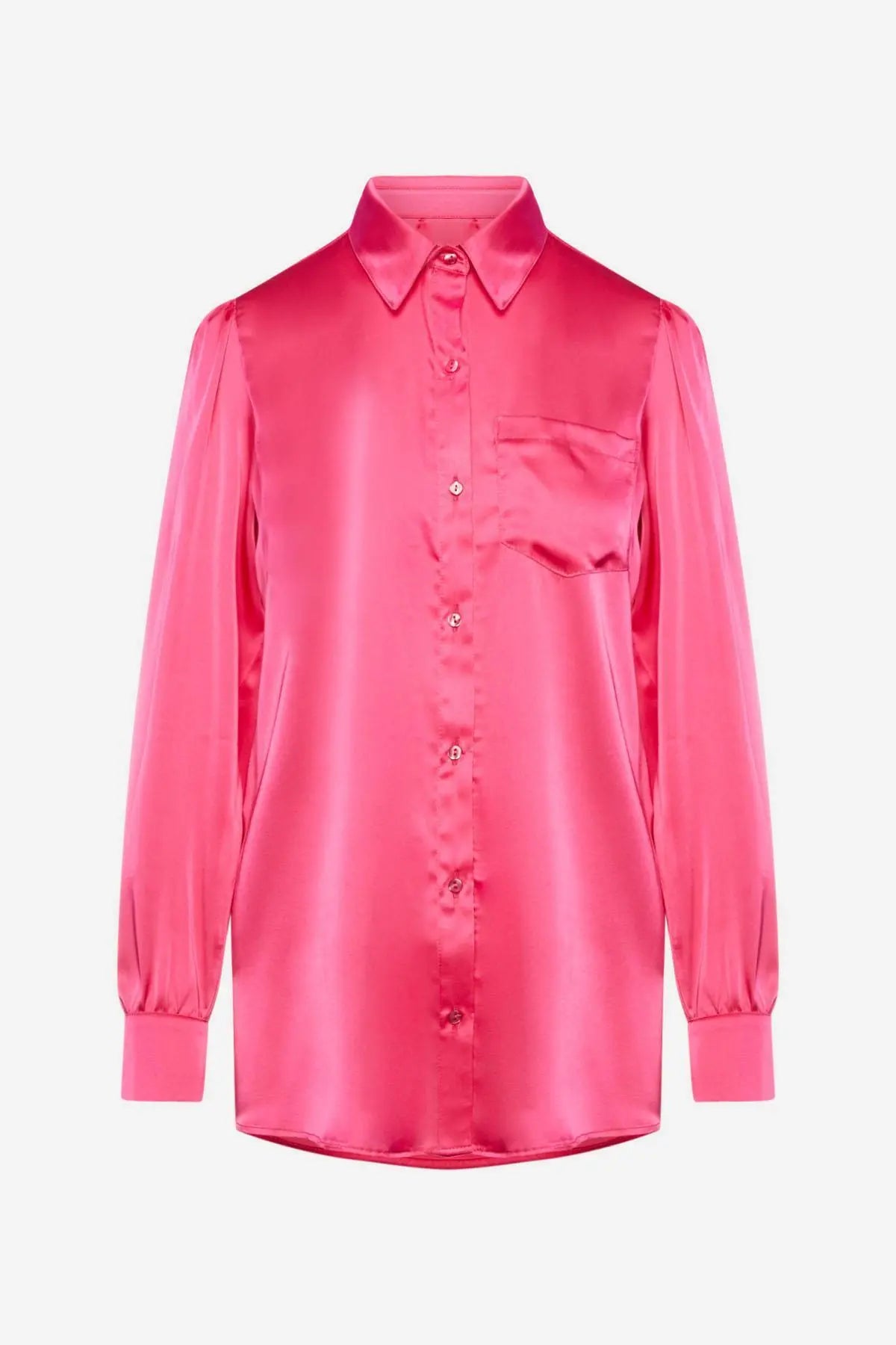 Camicia satinata con tasca ROSA IRONICA