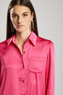 Camicia satinata con tasca ROSA IRONICA