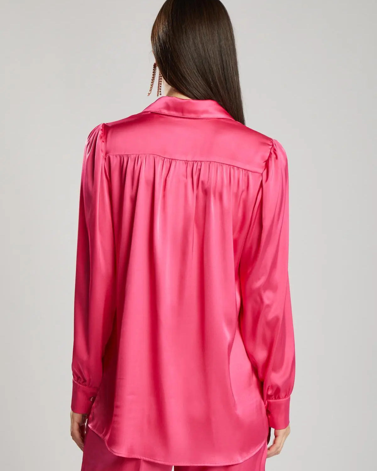 Camicia satinata con tasca ROSA IRONICA