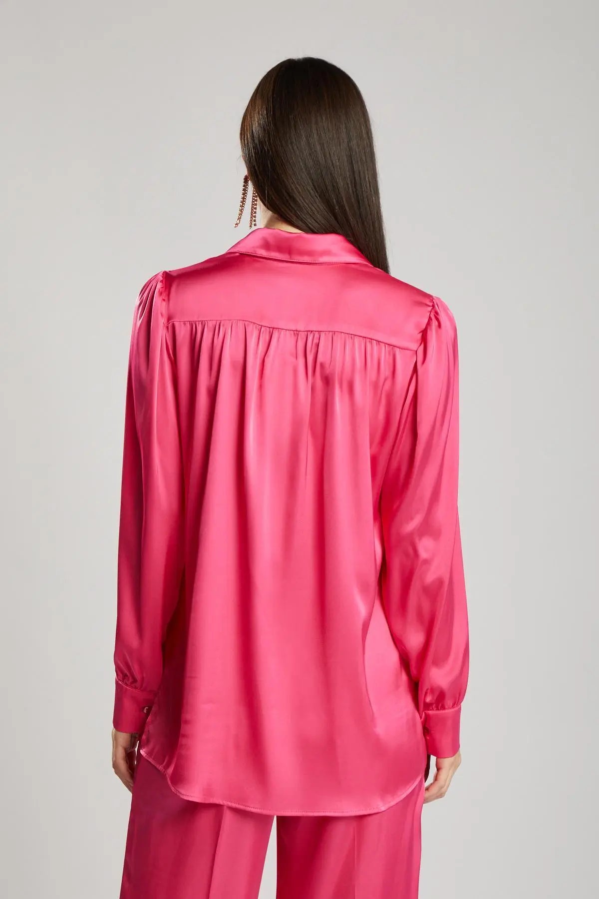 Camicia satinata con tasca ROSA IRONICA