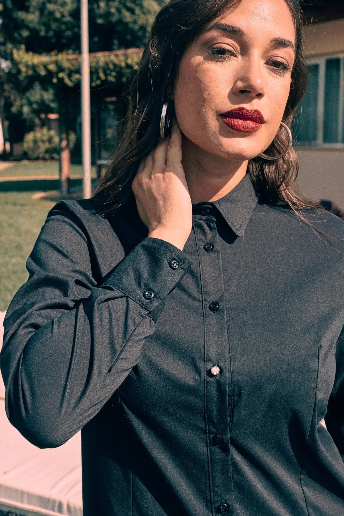 Camicia slim flit con pinces NERO DORABELLA