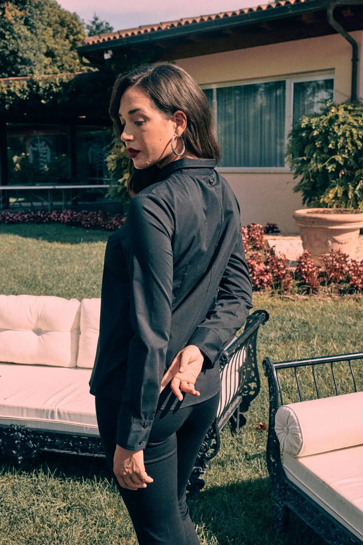 Camicia slim flit con pinces NERO DORABELLA