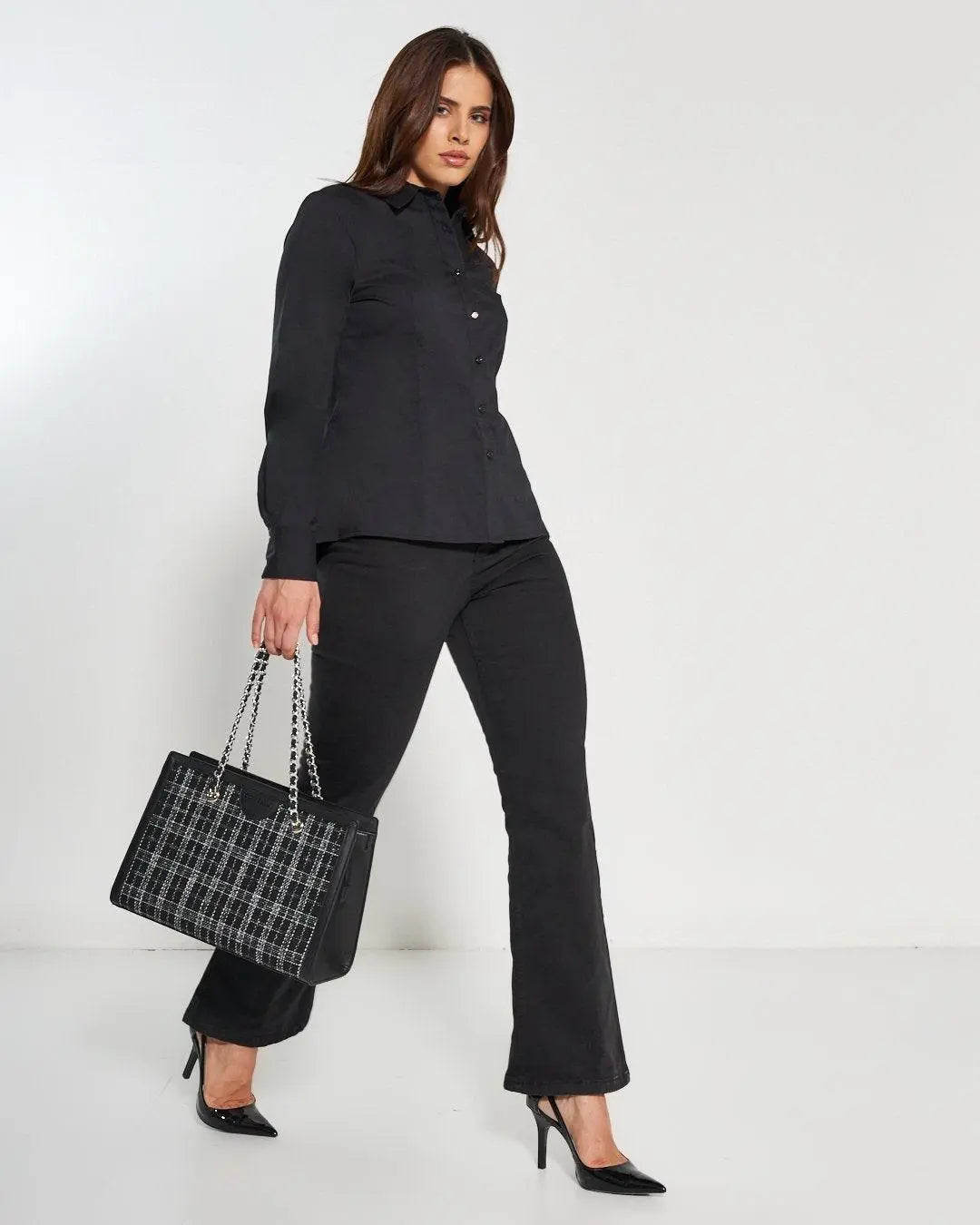 Camicia slim flit con pinces NERO DORABELLA