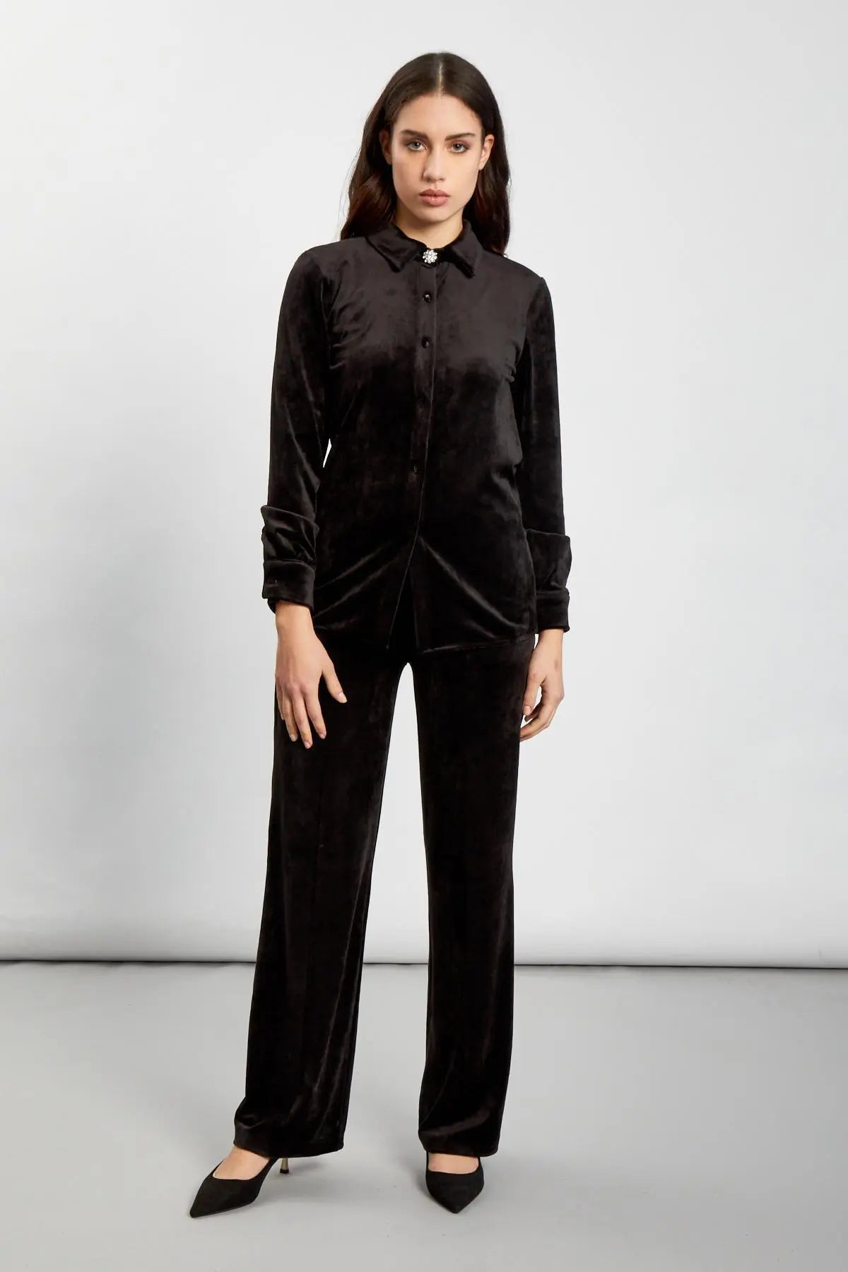 Camicia velluto NERO IRONICA