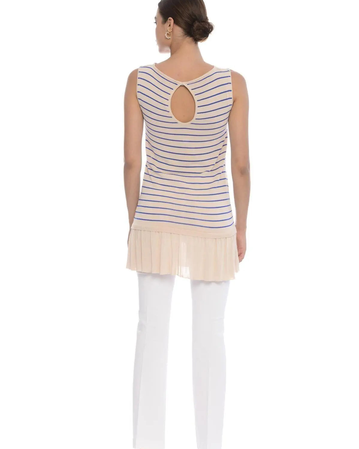 Canotta a righe e volant SABBIA-BLU IRONICA