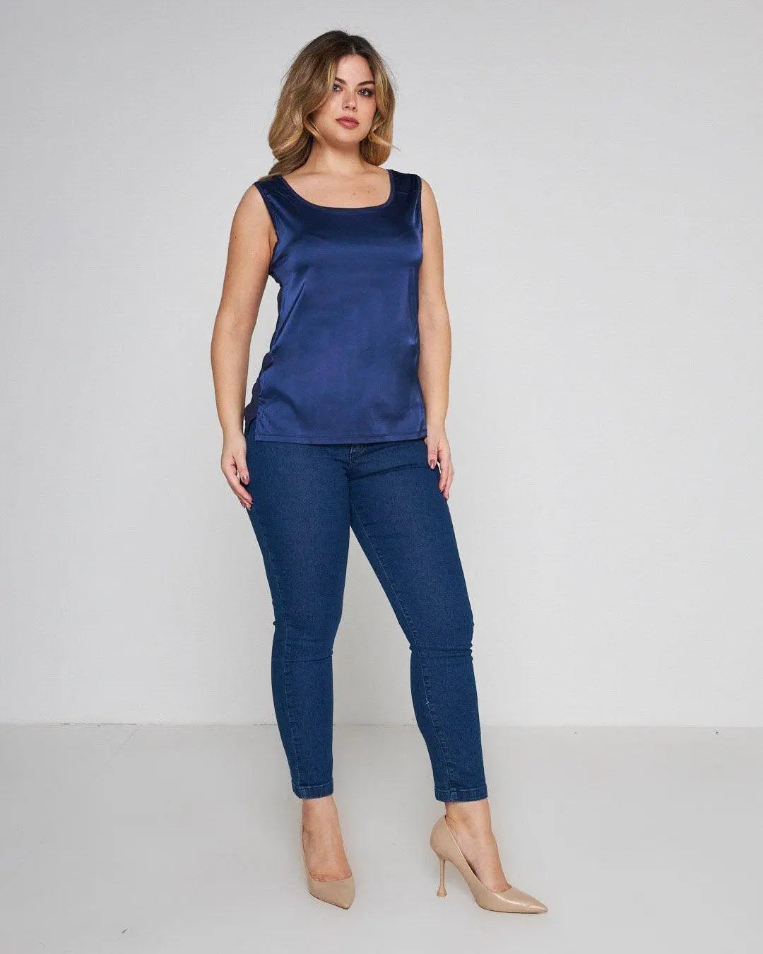 Canotta bimateriale BLUE NAVY DORABELLA