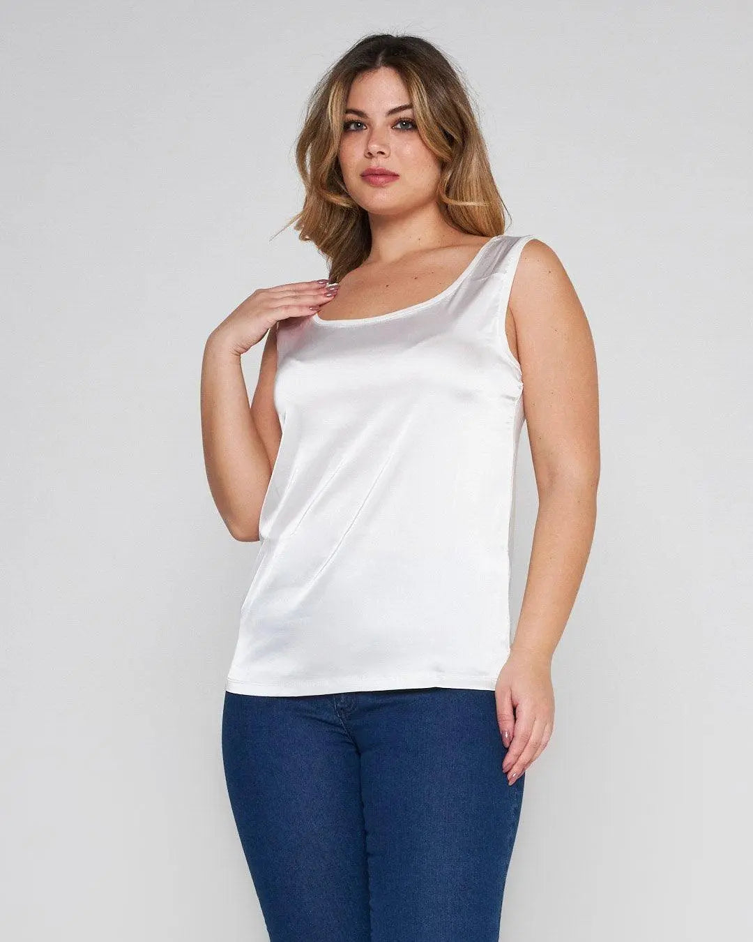 Canotta bimateriale WHITE DORABELLA XL